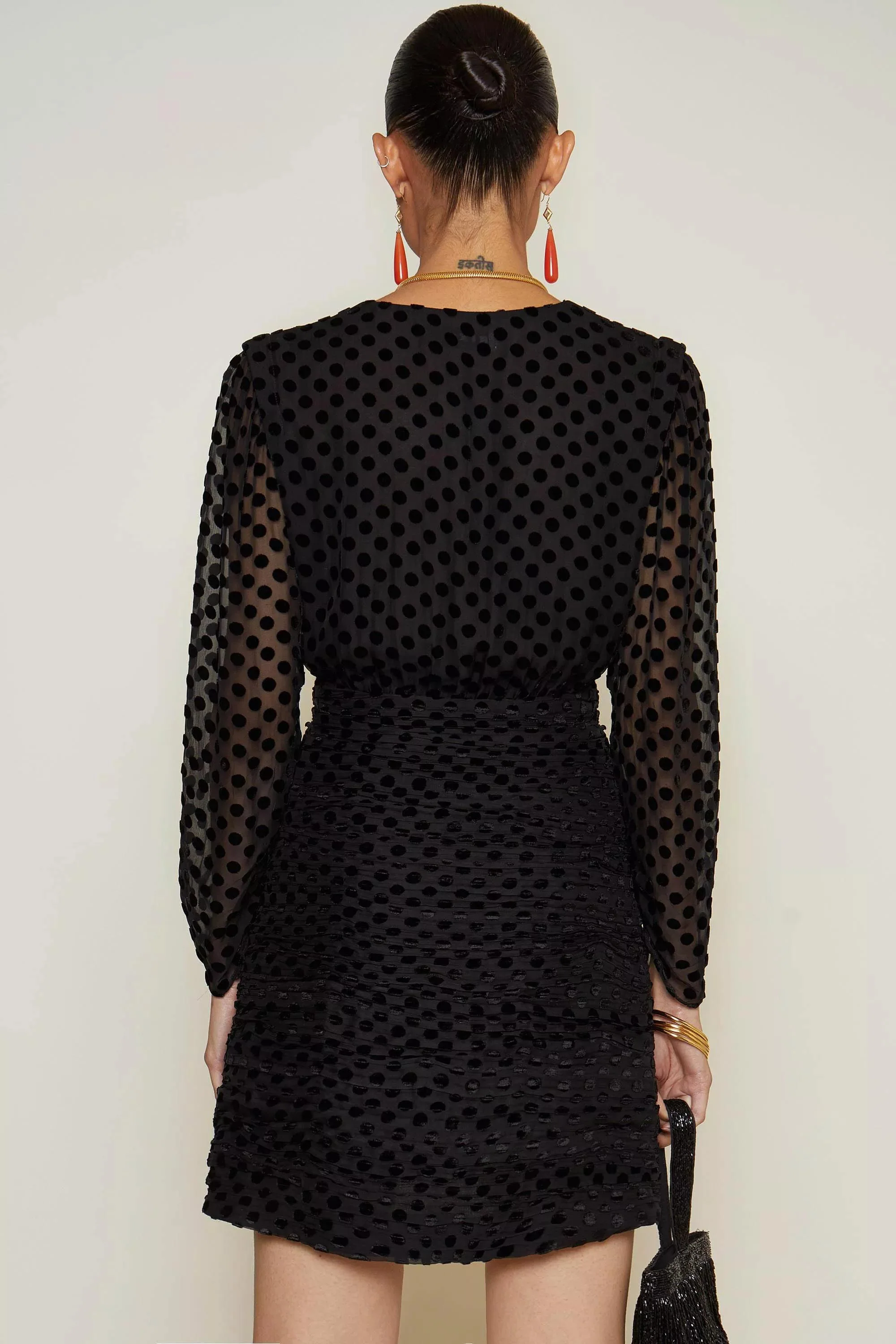 golden - black polka dot burnout