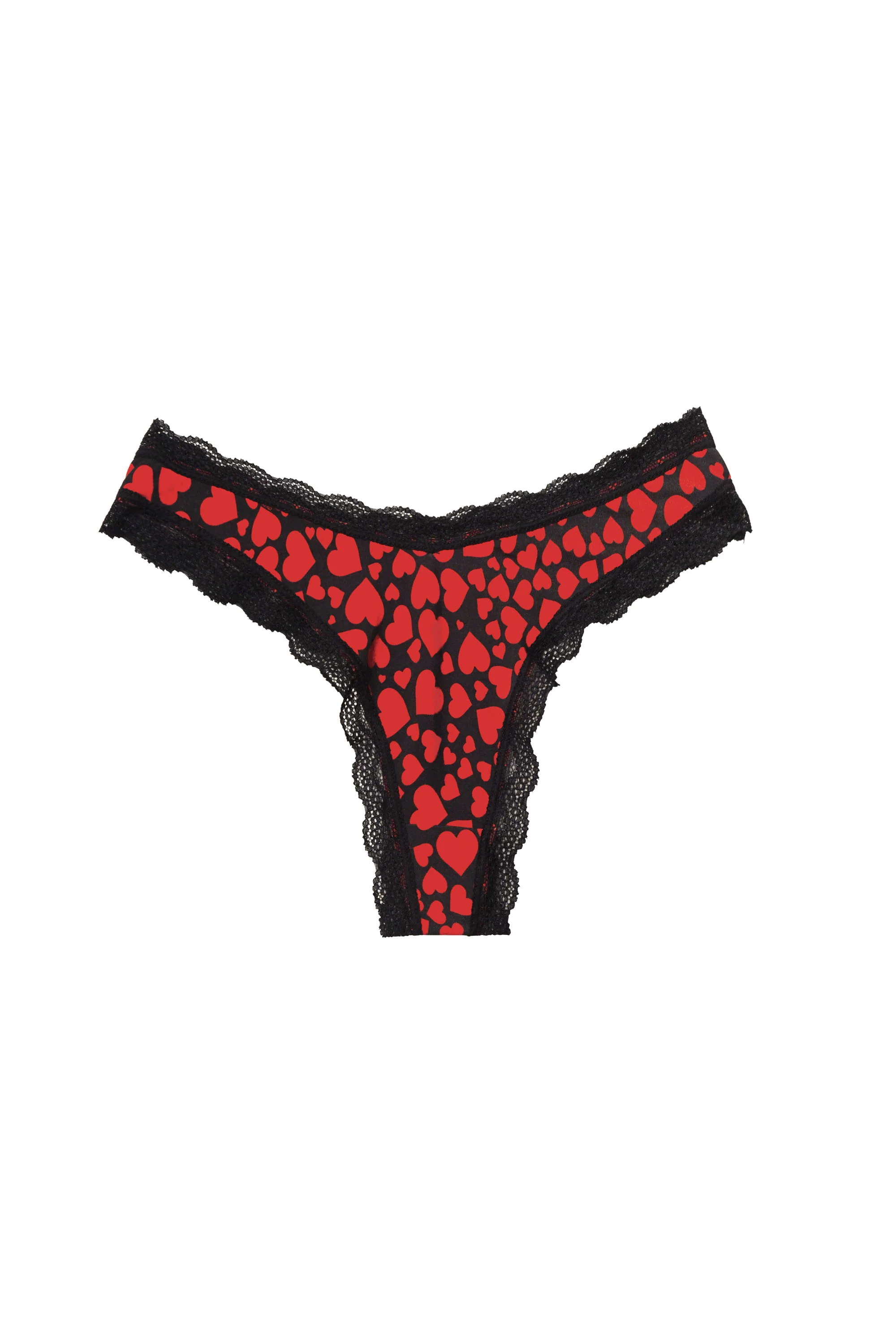 Dipped Thong - Love Heart Black