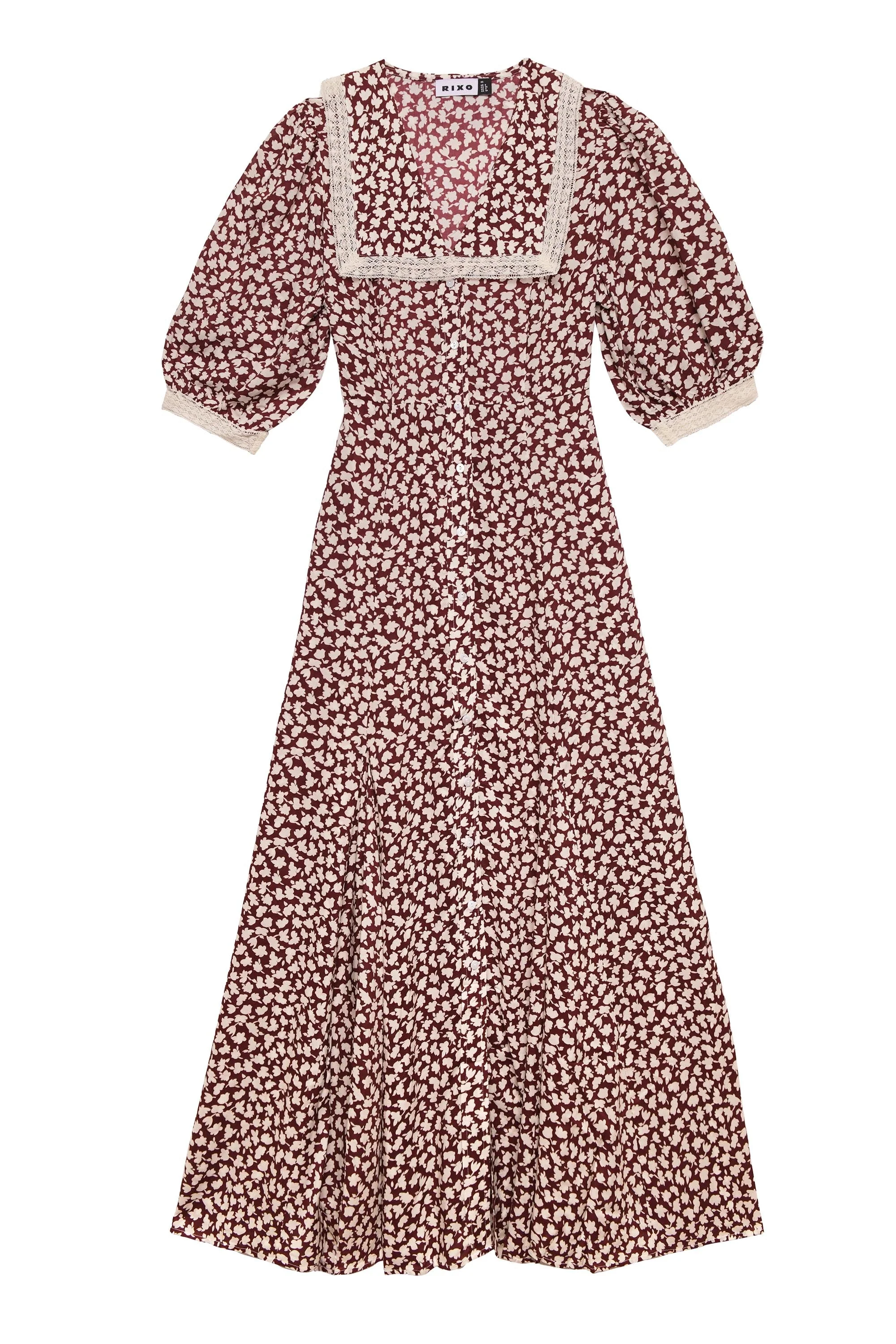 Ellen - Ditsy Burgundy