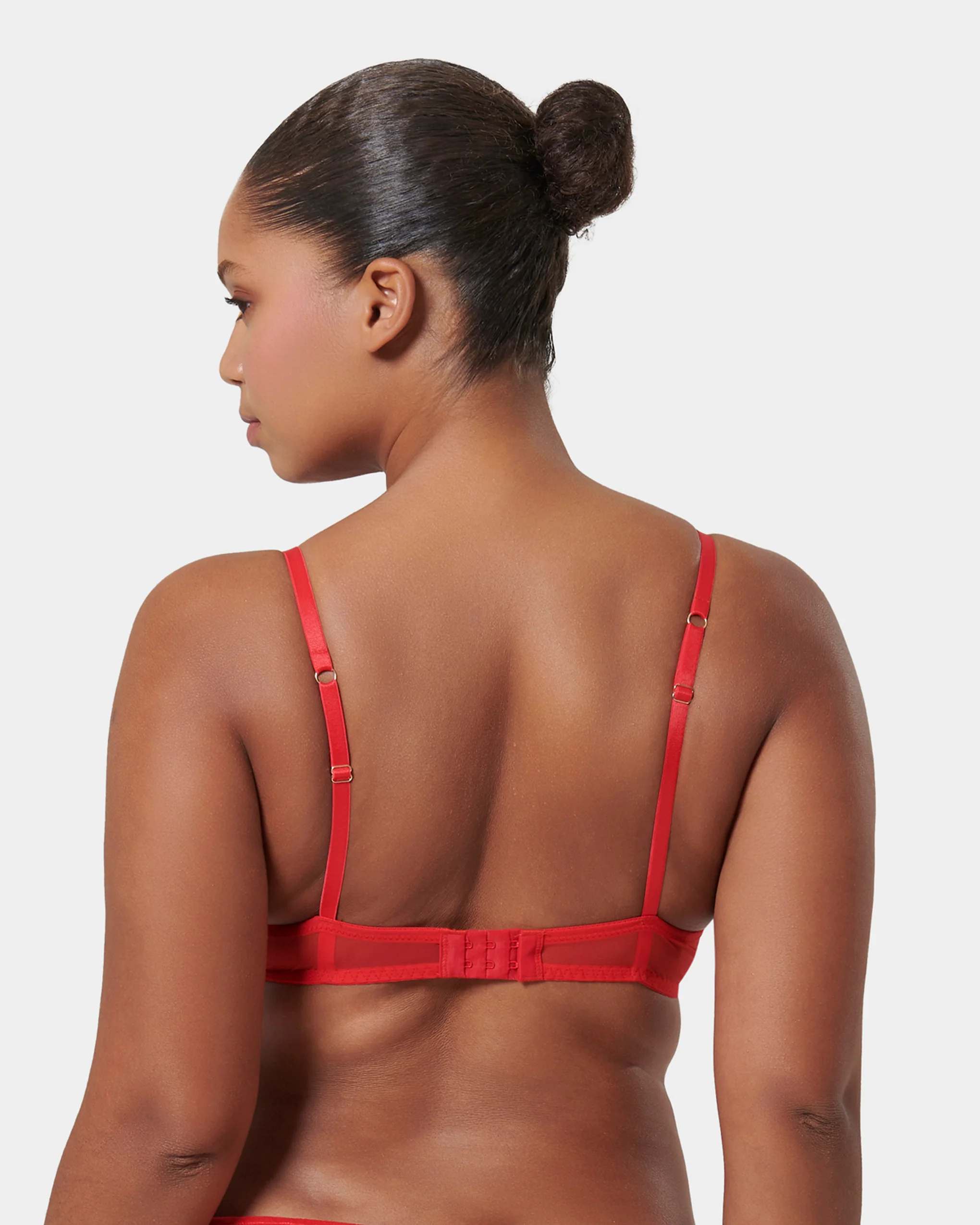Marseille Embroidered Sheer Bra Red