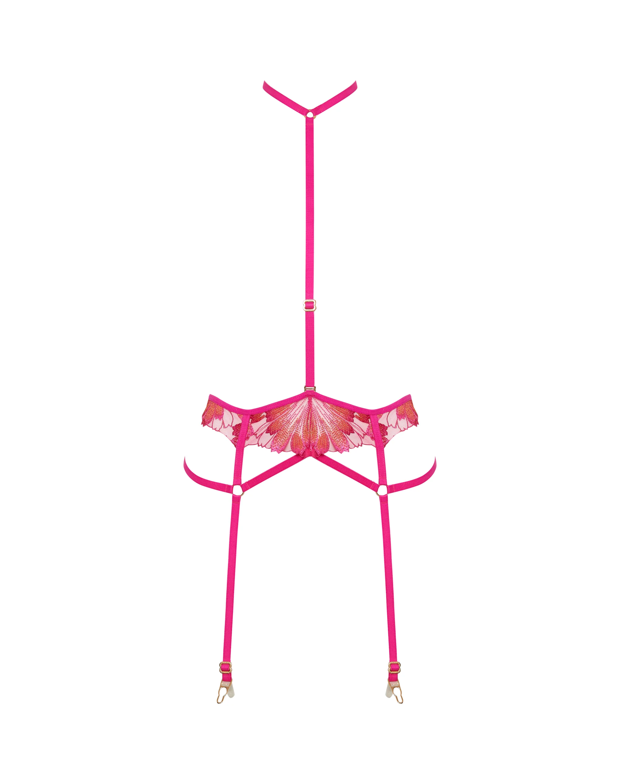 Colette Suspender Harness Fuchsia Pink/Orange Pepper