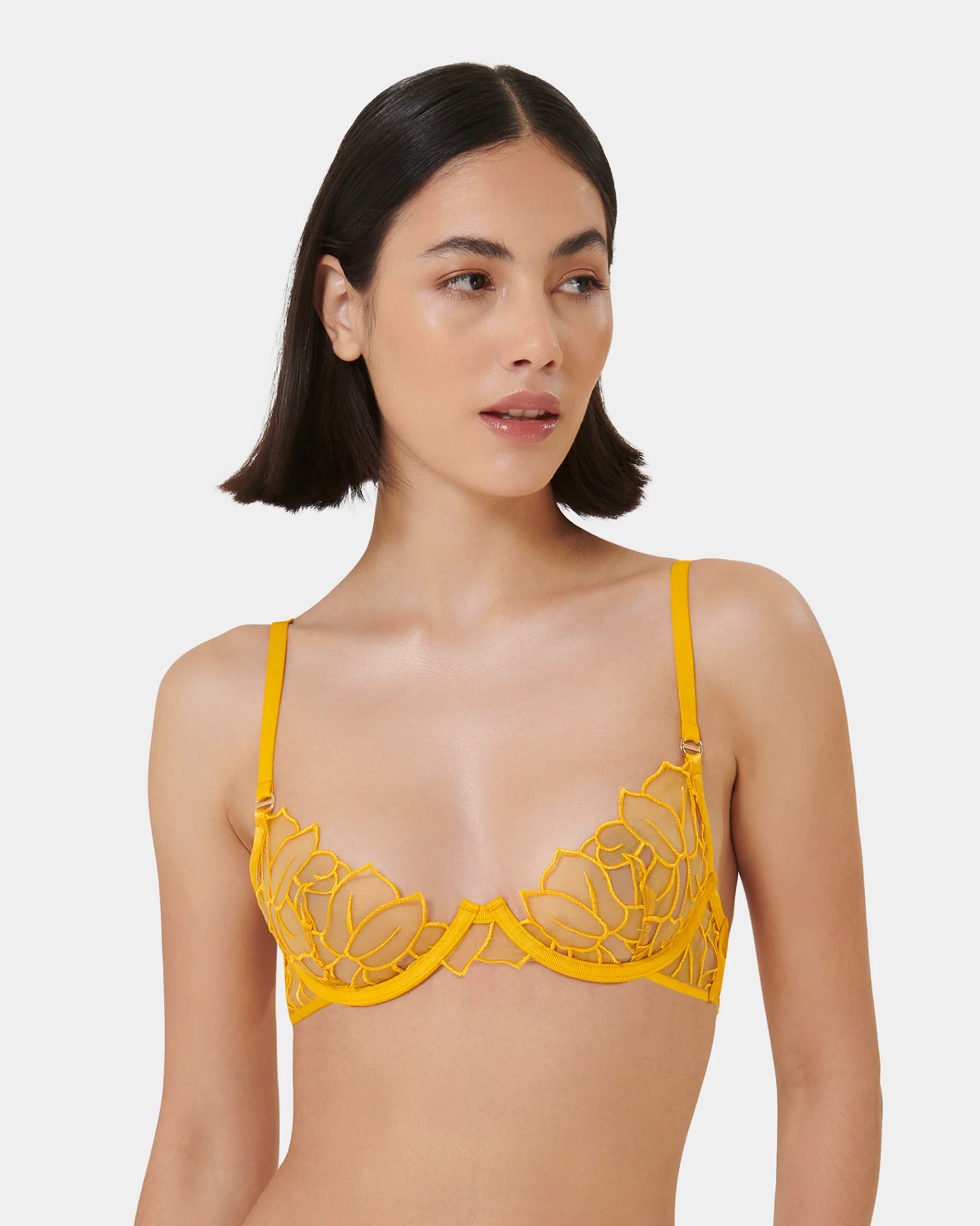 Laurel Leaf Embroidered Bra Gold