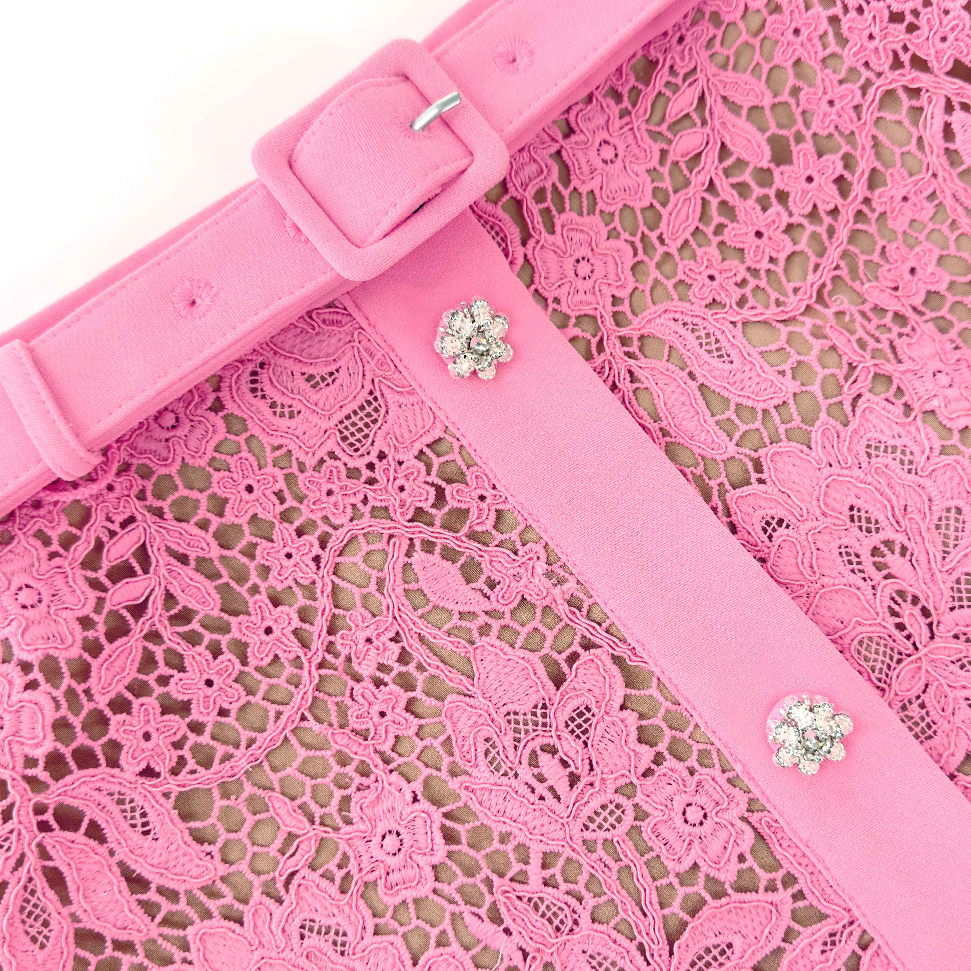 Pink Lace Midi Skirt