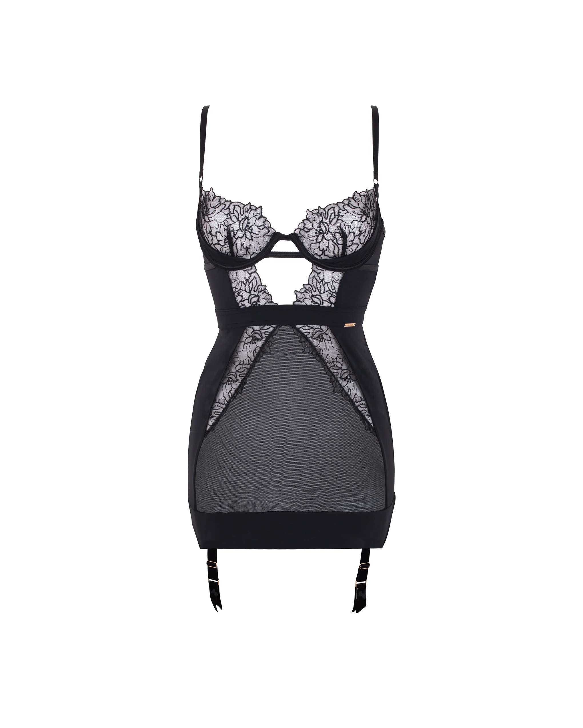 Alanna Wired Longline Basque Black