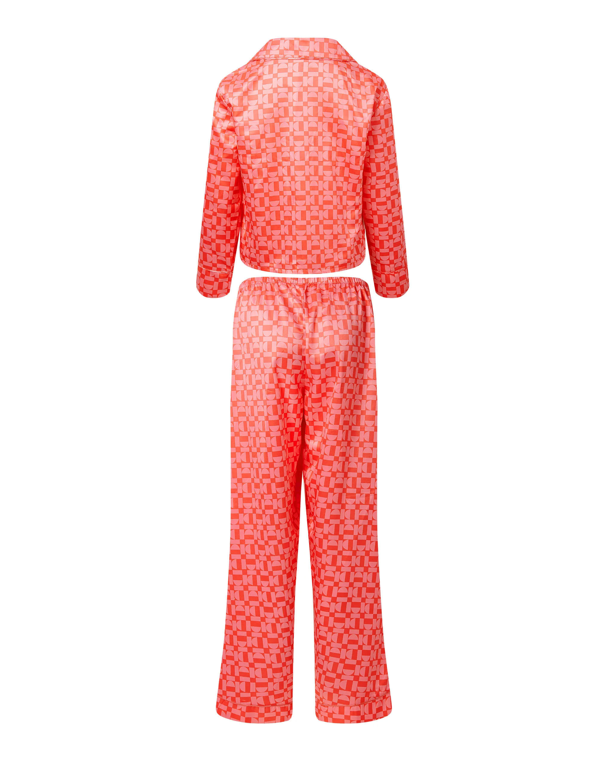 Tabitha Luxury Satin Long Pyjama Set Hot Coral/Dianthus Pink