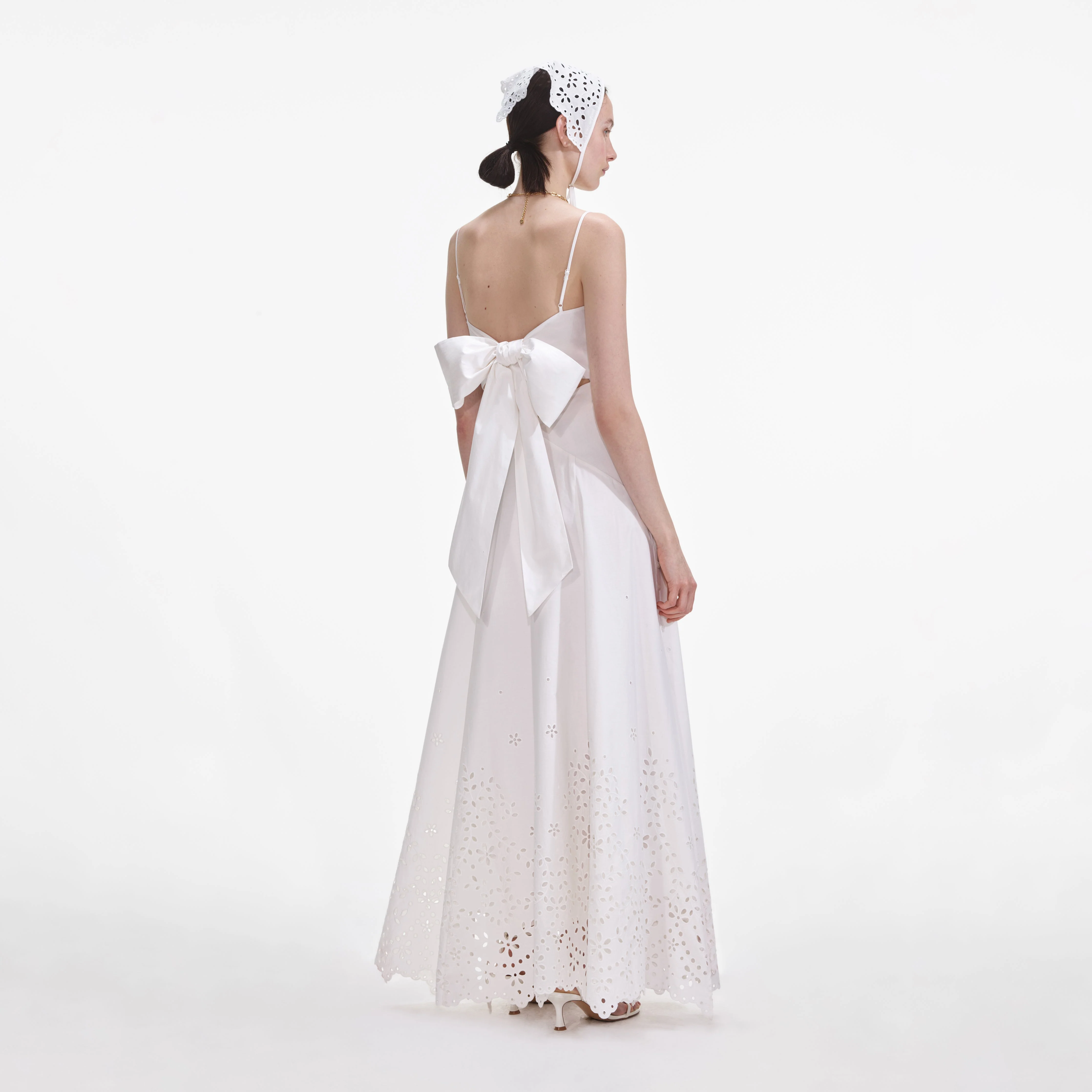 White Cotton Embroidered Maxi Dress