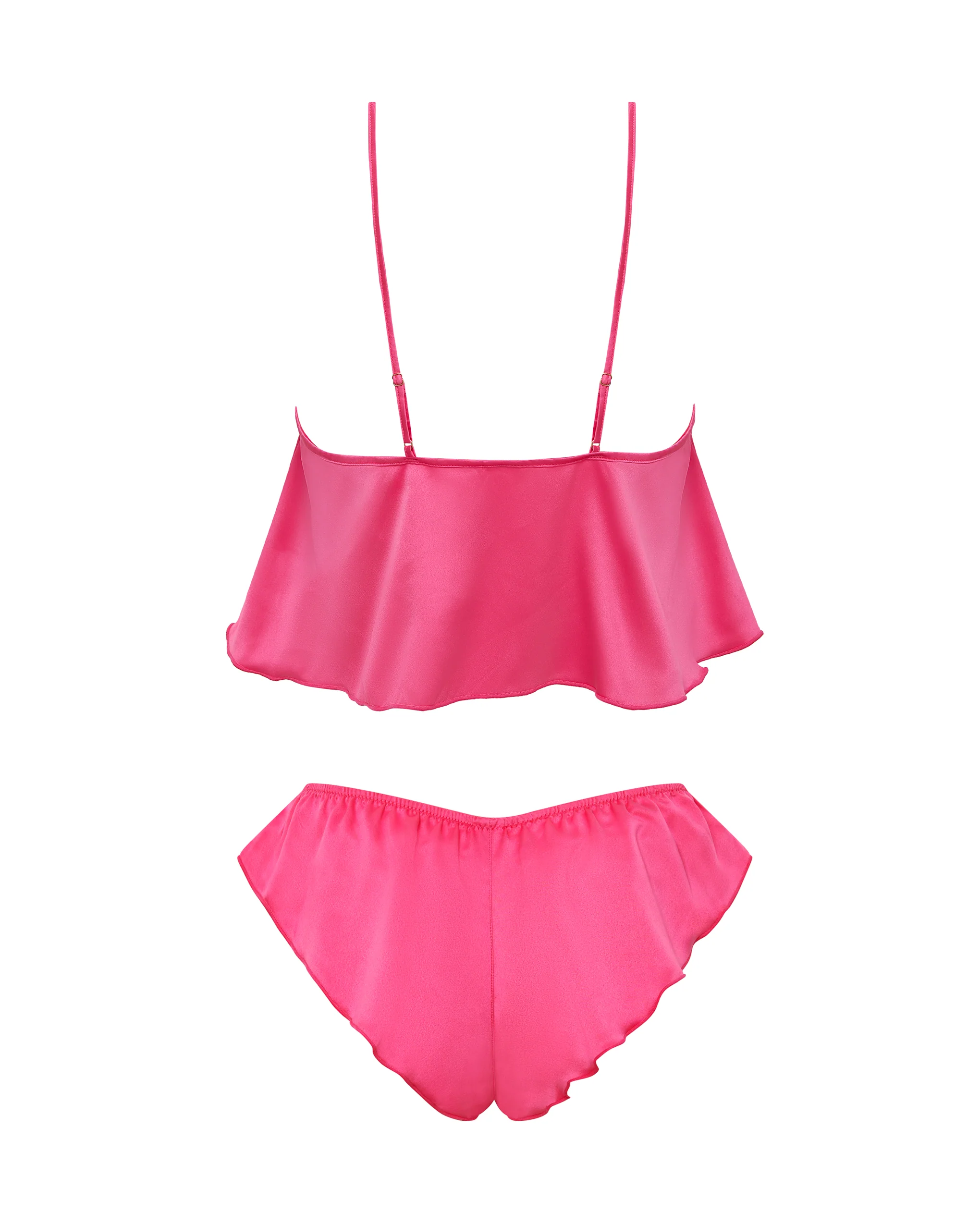 Faye Luxury Satin Cami and Short Set Fuchsia Pink