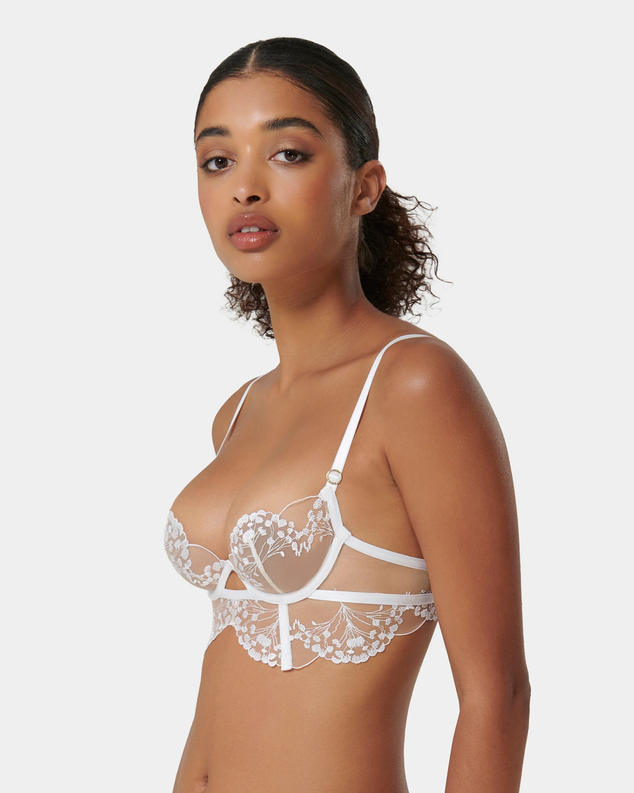 Marisa Embroidered Sheer Bra White