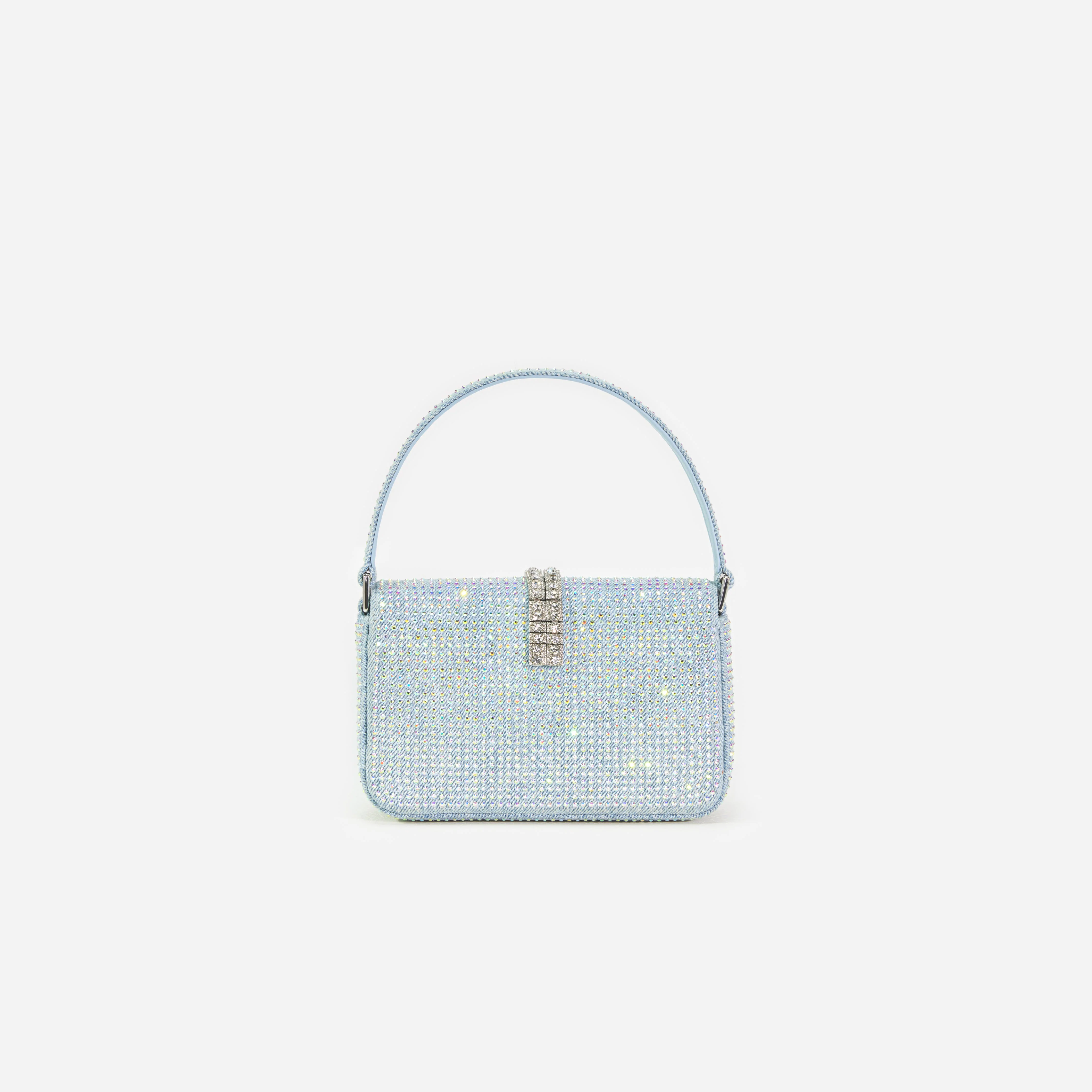 Blue Rhinestone Denim Micro Bag