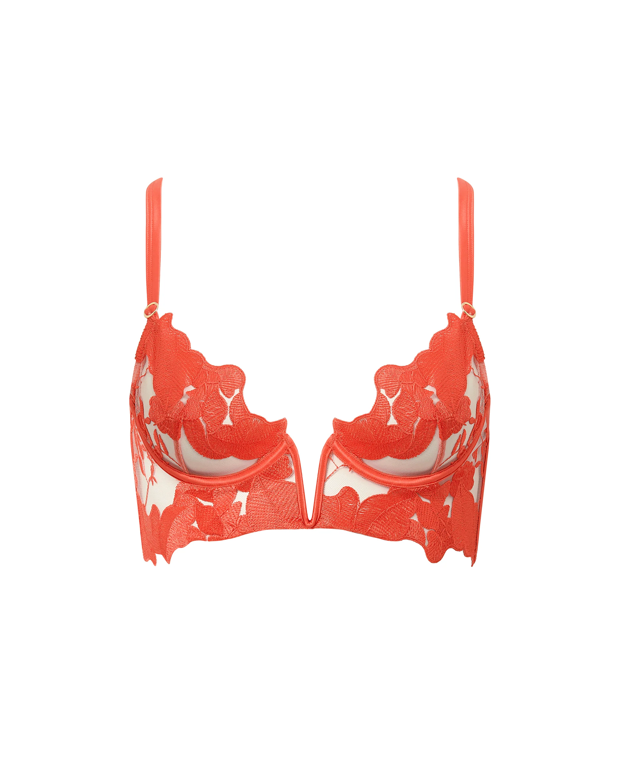 Serenity Wired Longline Bra Hot Coral/Sheer
