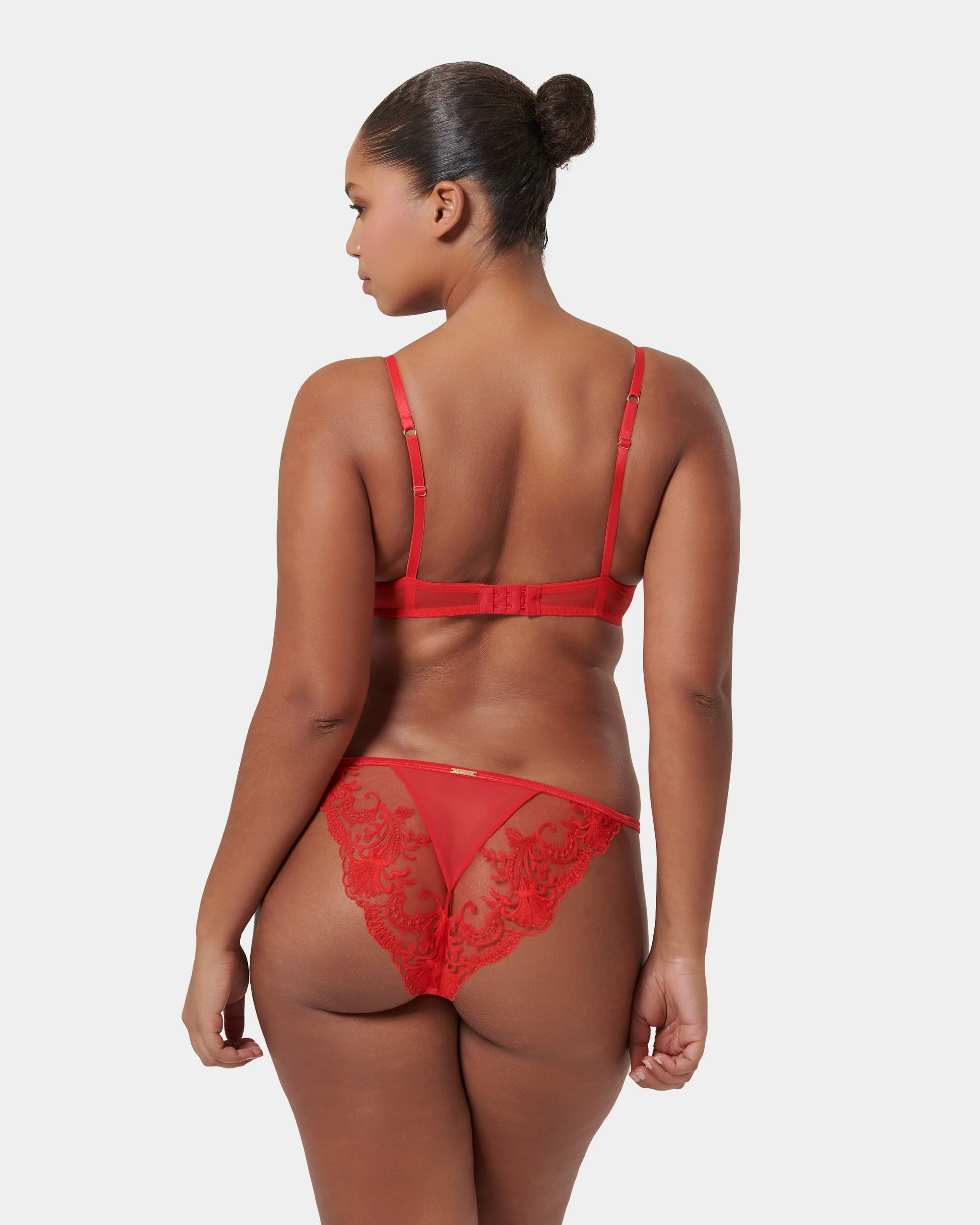 Marseille Embroidered Sheer Bra Red