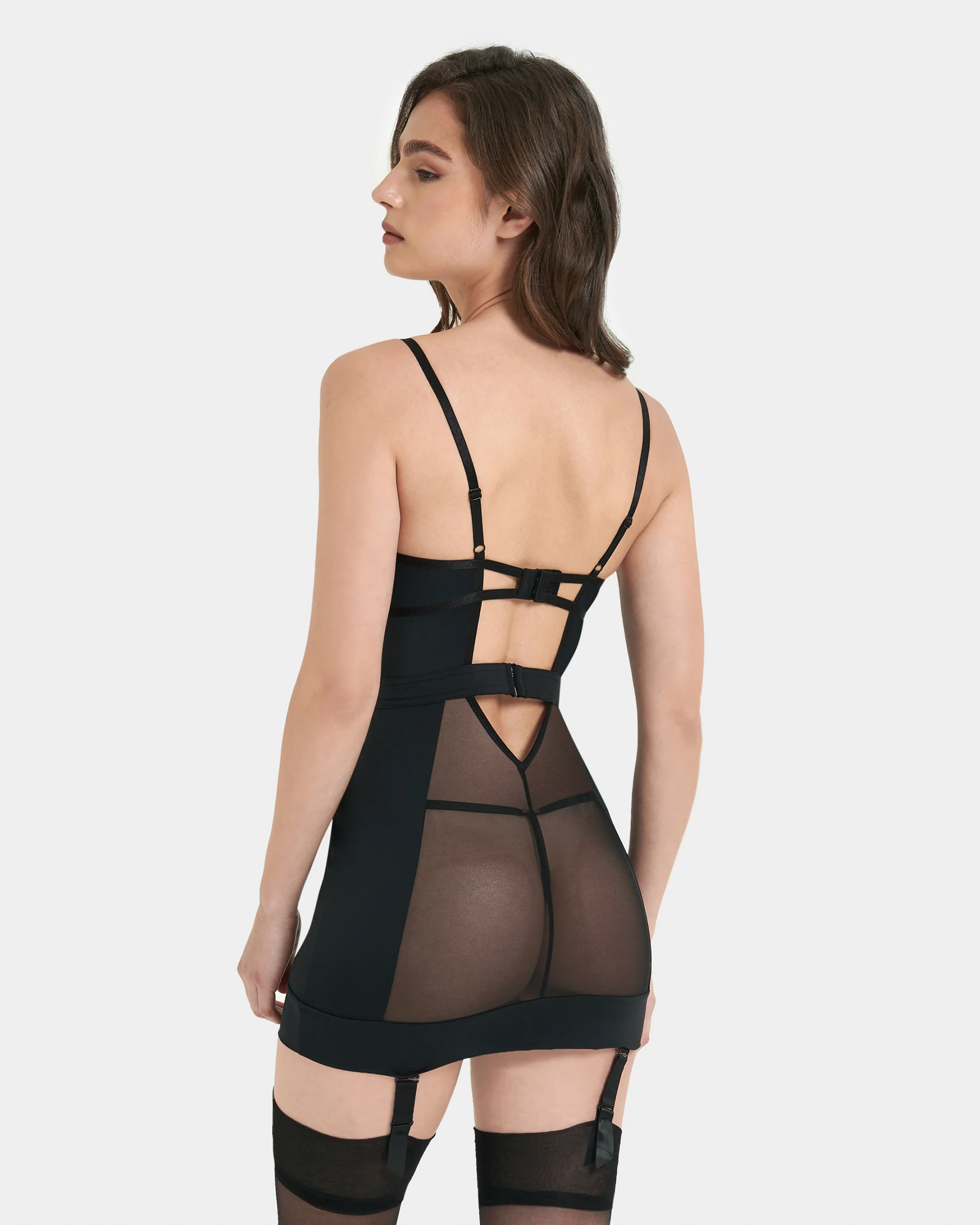 Alanna Wired Longline Basque Black