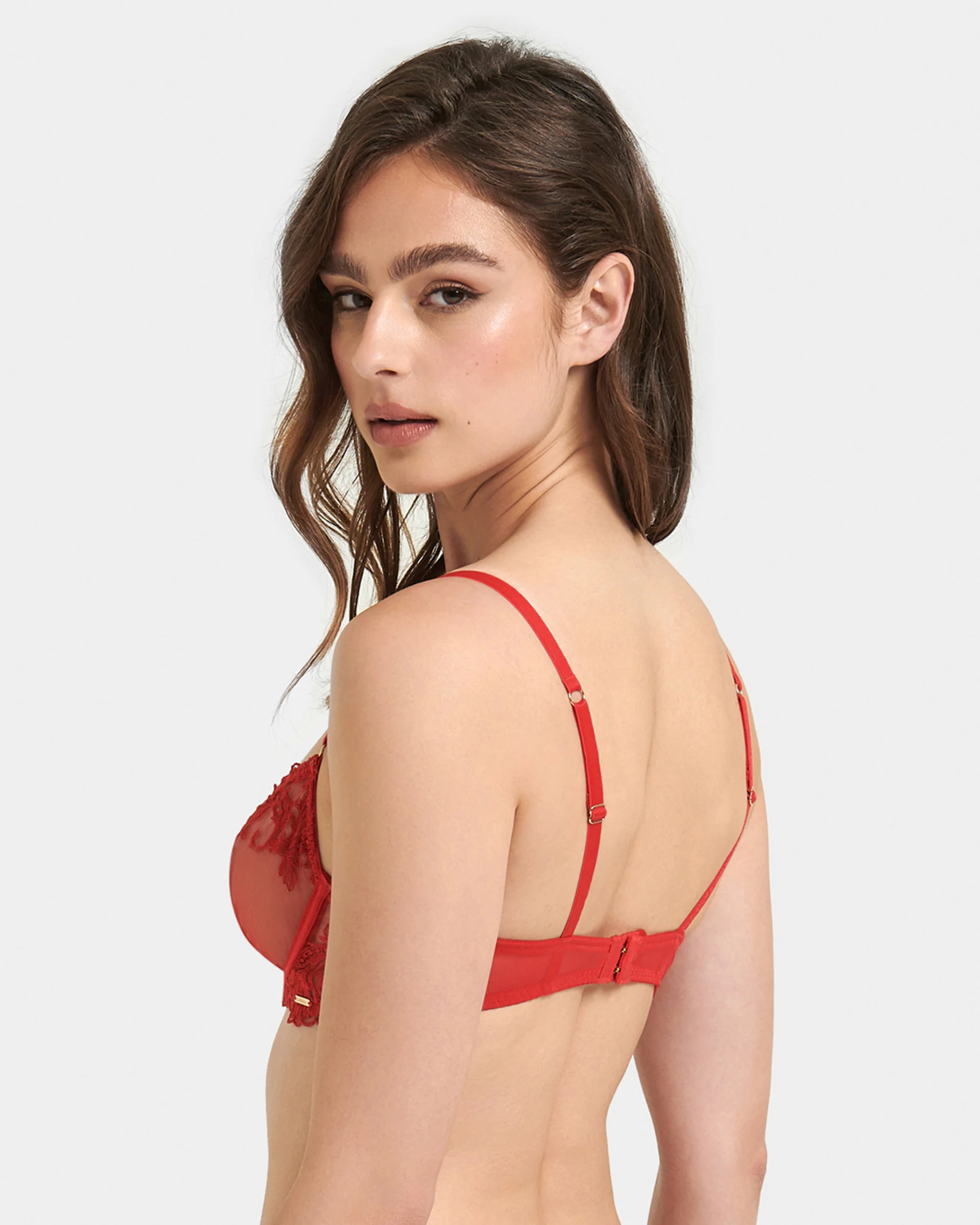 Marseille Embroidered Sheer Bra Red