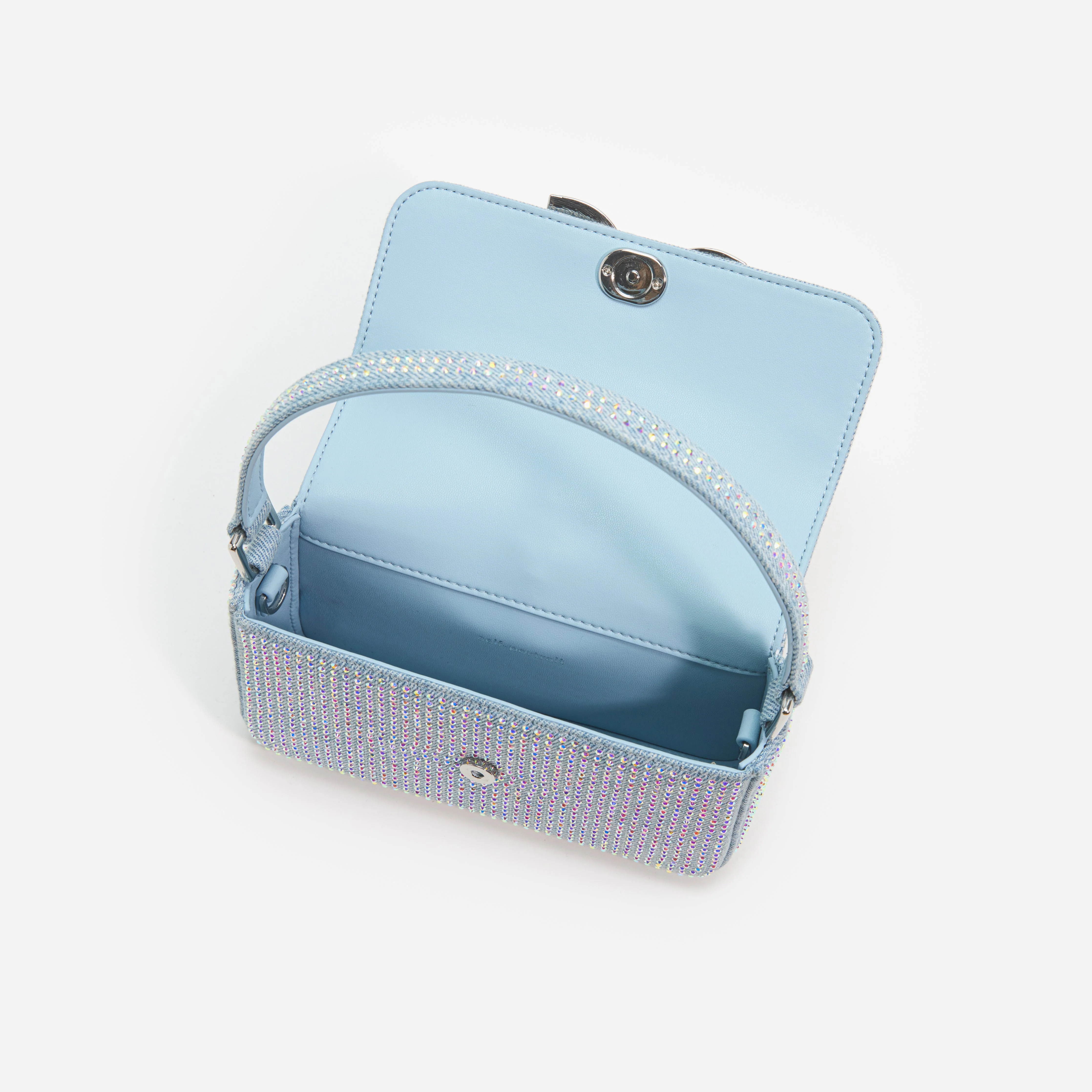 Blue Rhinestone Denim Micro Bag