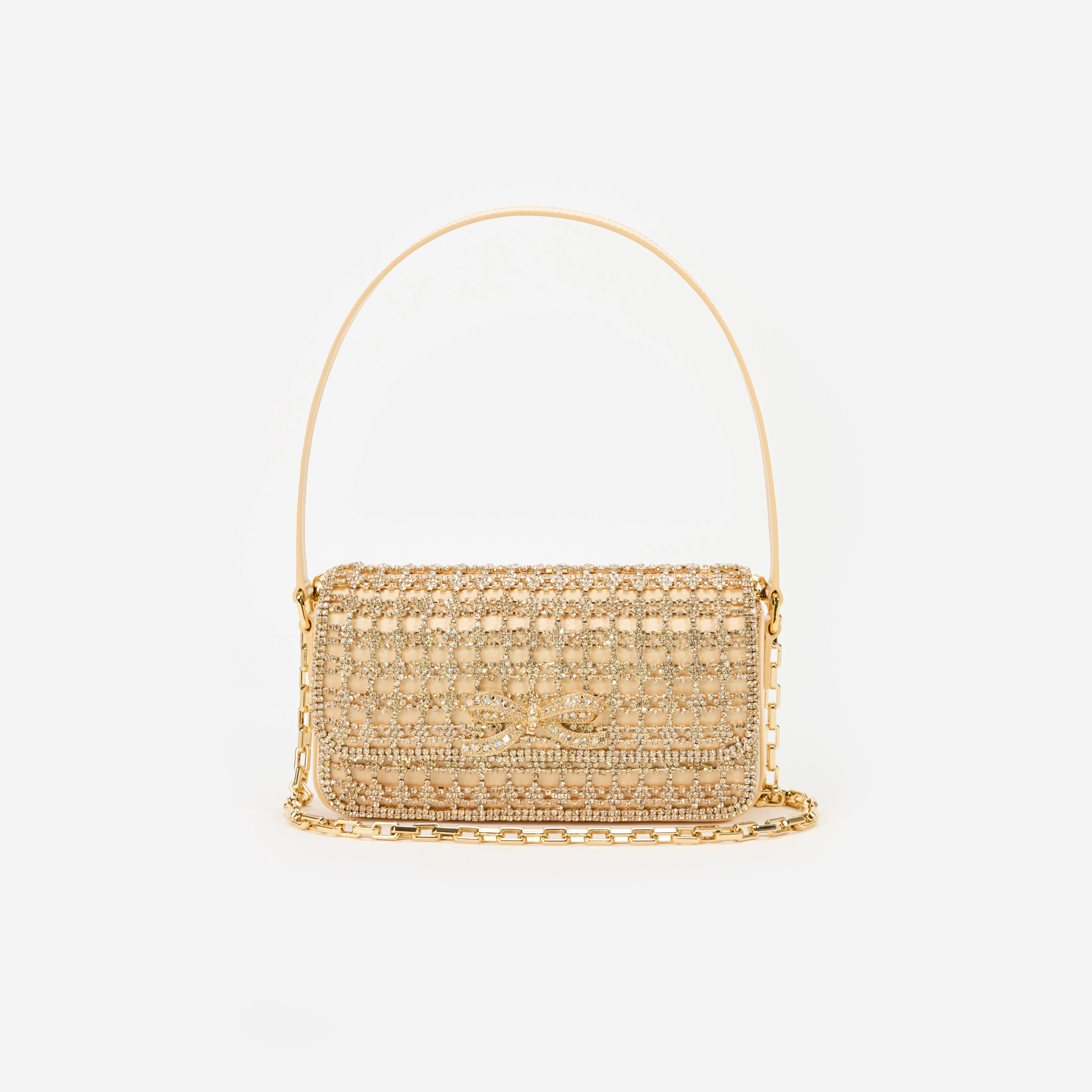 Gold Crystal Baguette Bag