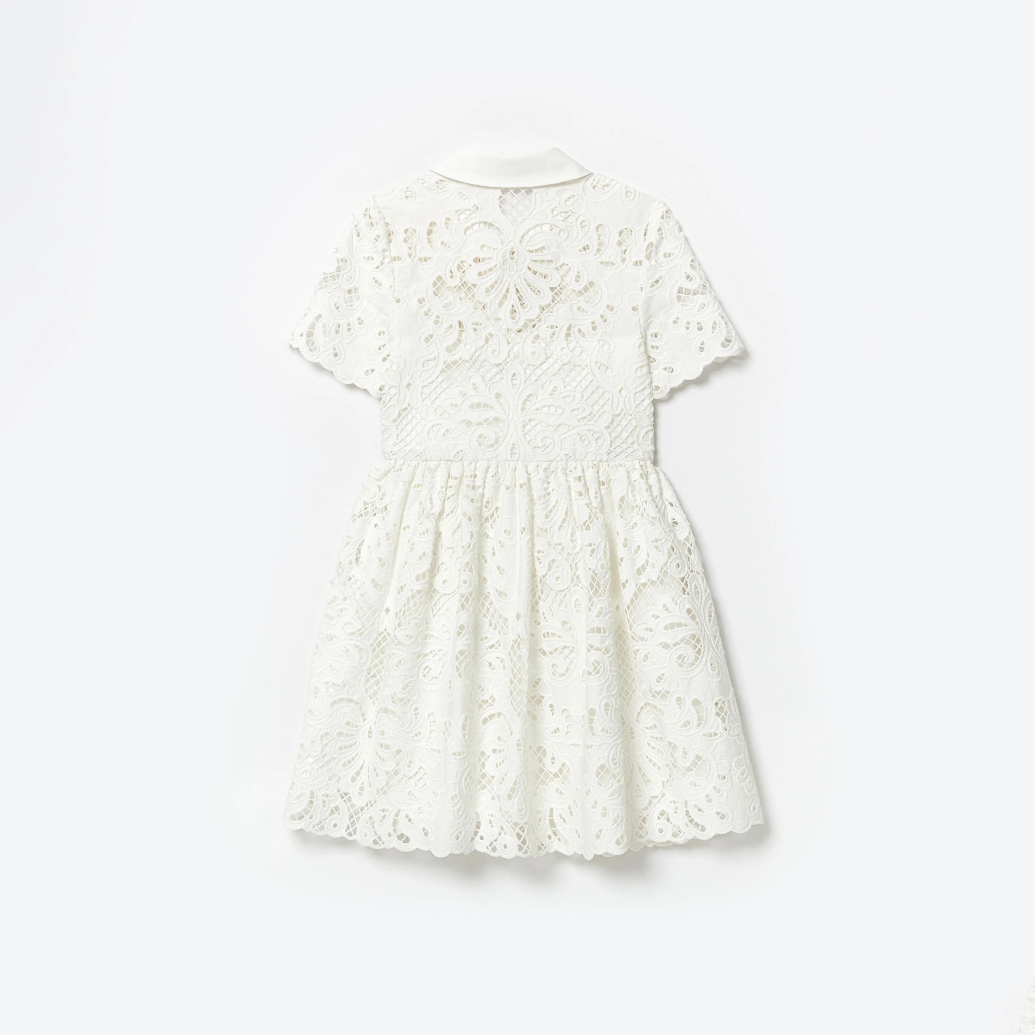 White Cotton Lace Collar Mini Dress