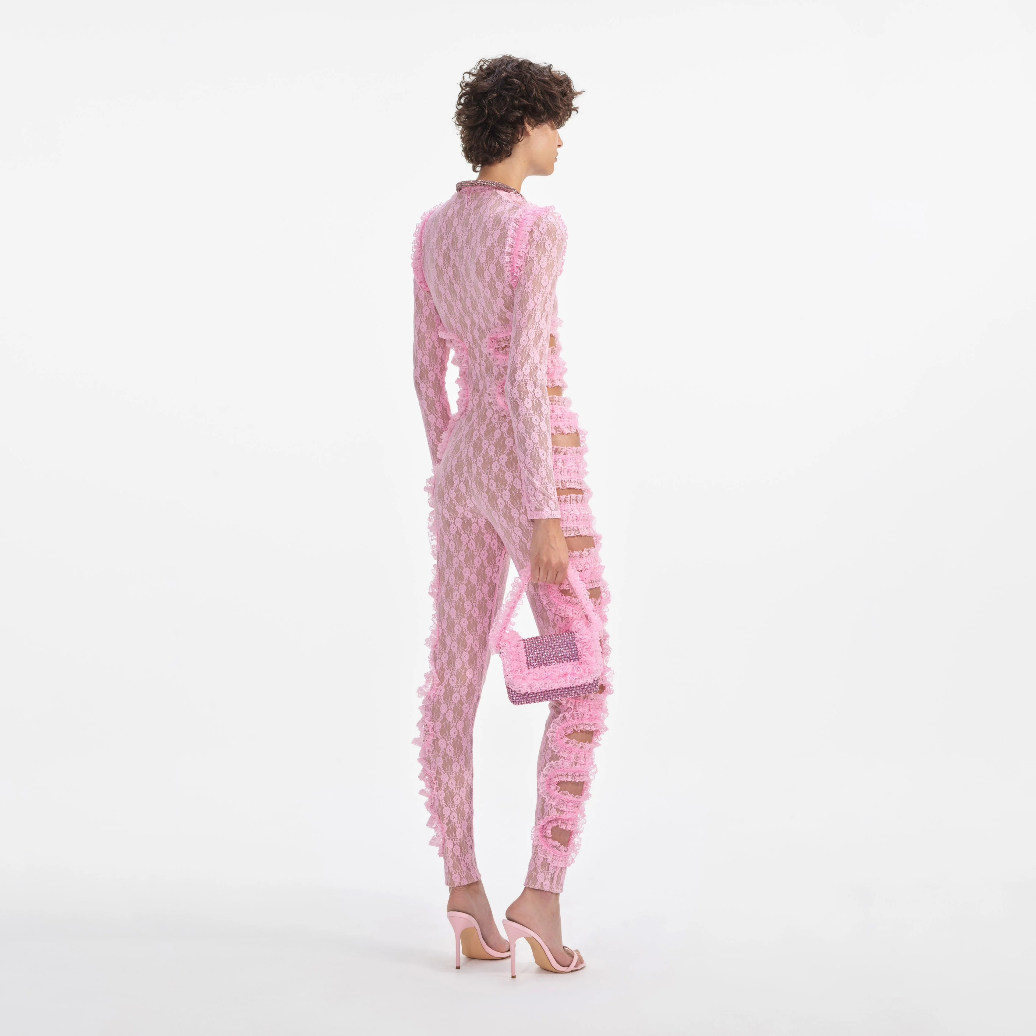 Pink Lace Cut Out Jumpsuit