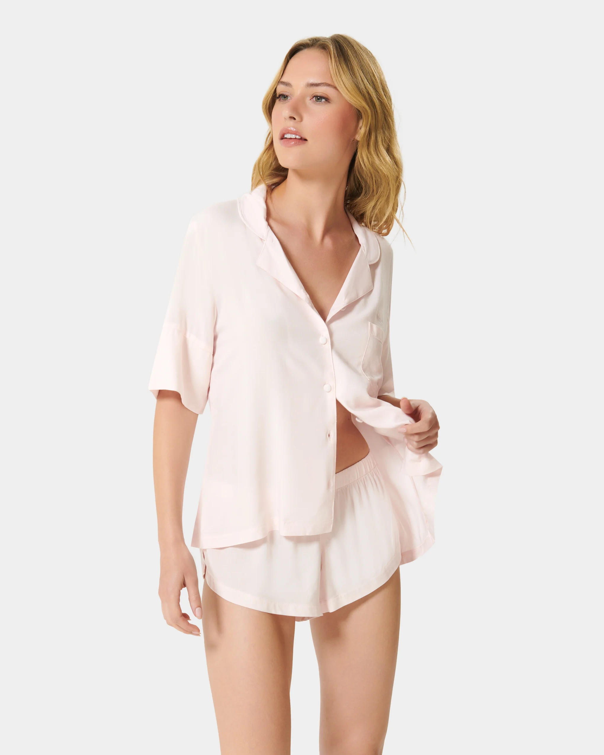 Marla Eco Viscose Short Pyjama Set Pale Pink