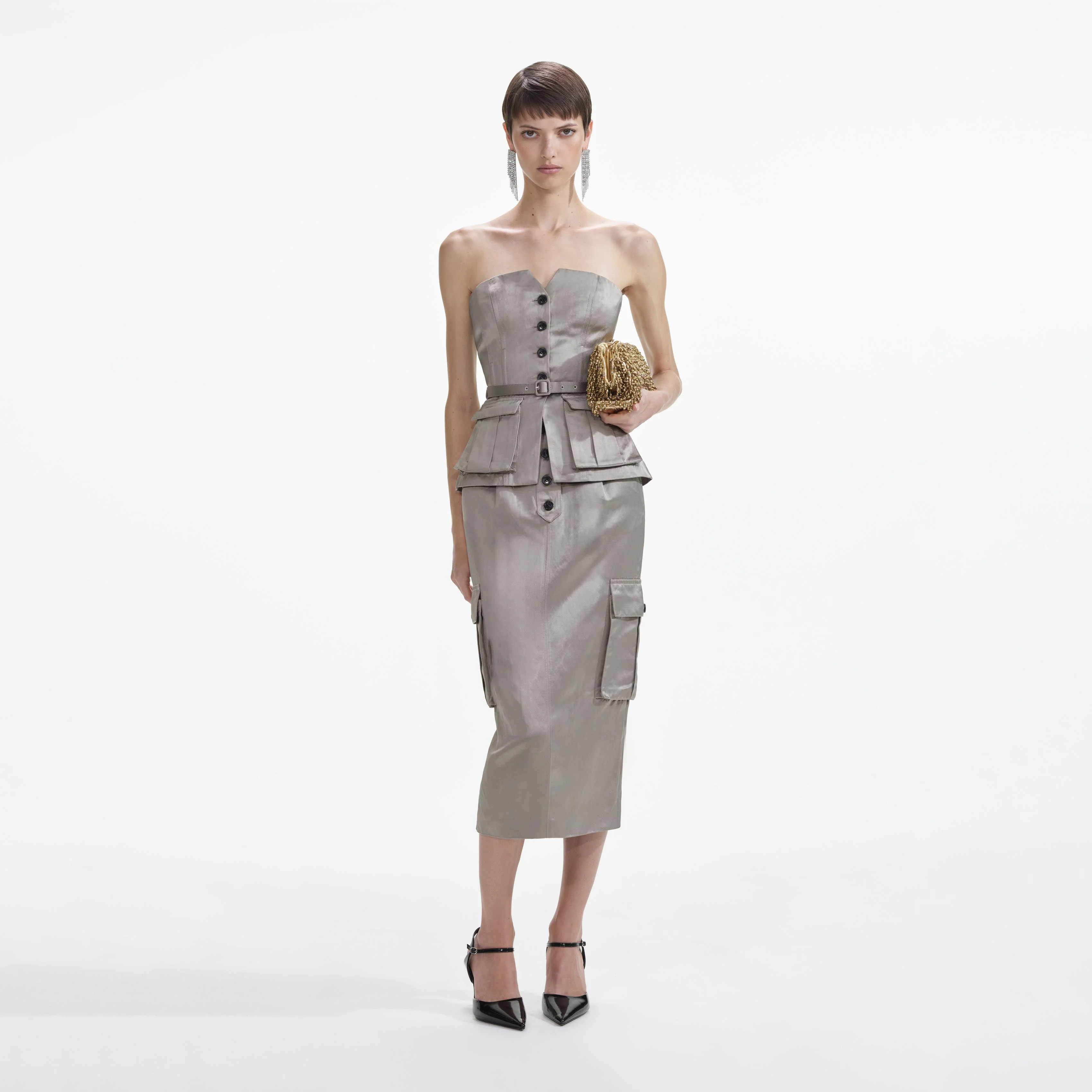 Taupe Satin Corset Top