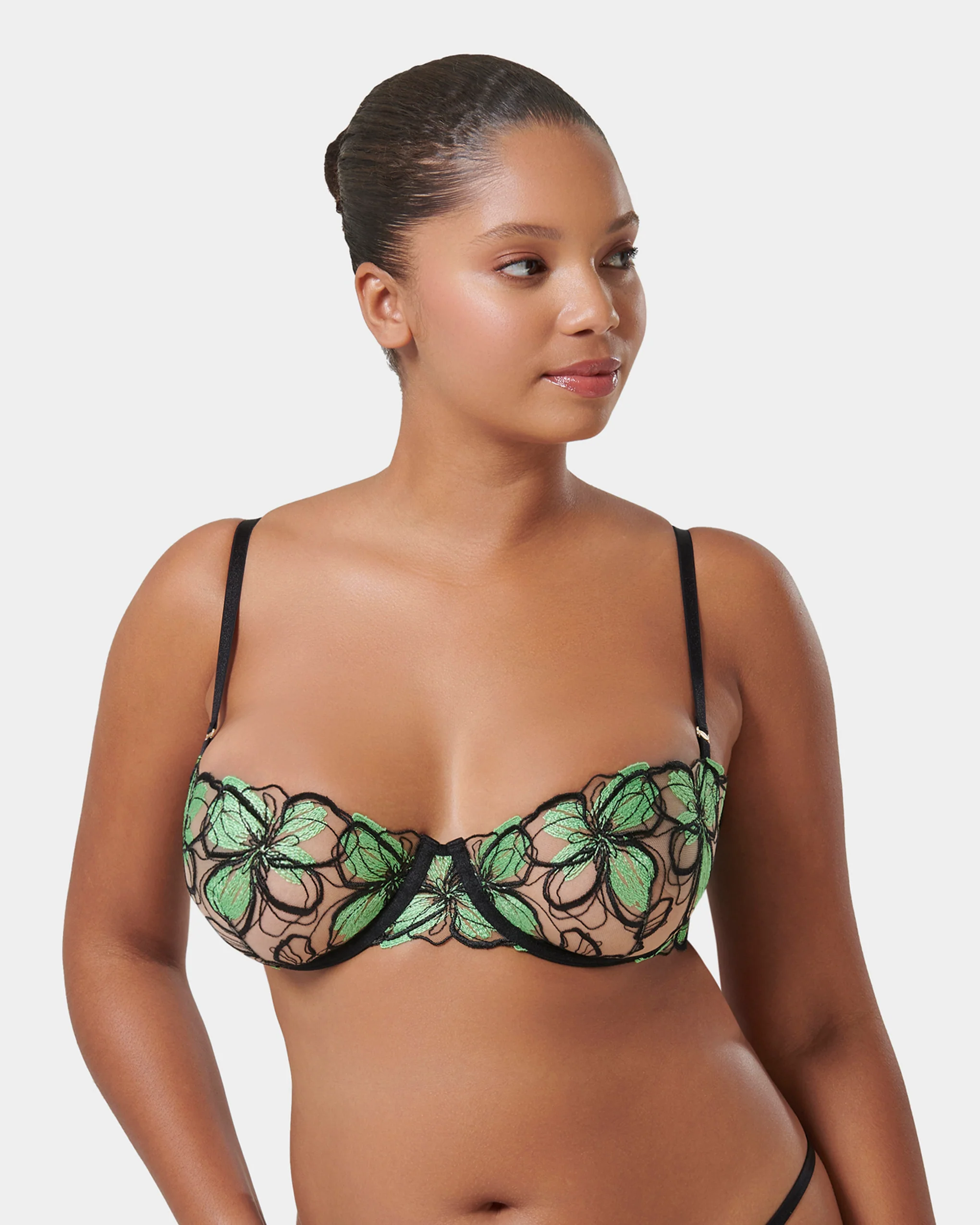 Odette Wired Bra Black/Summer Green