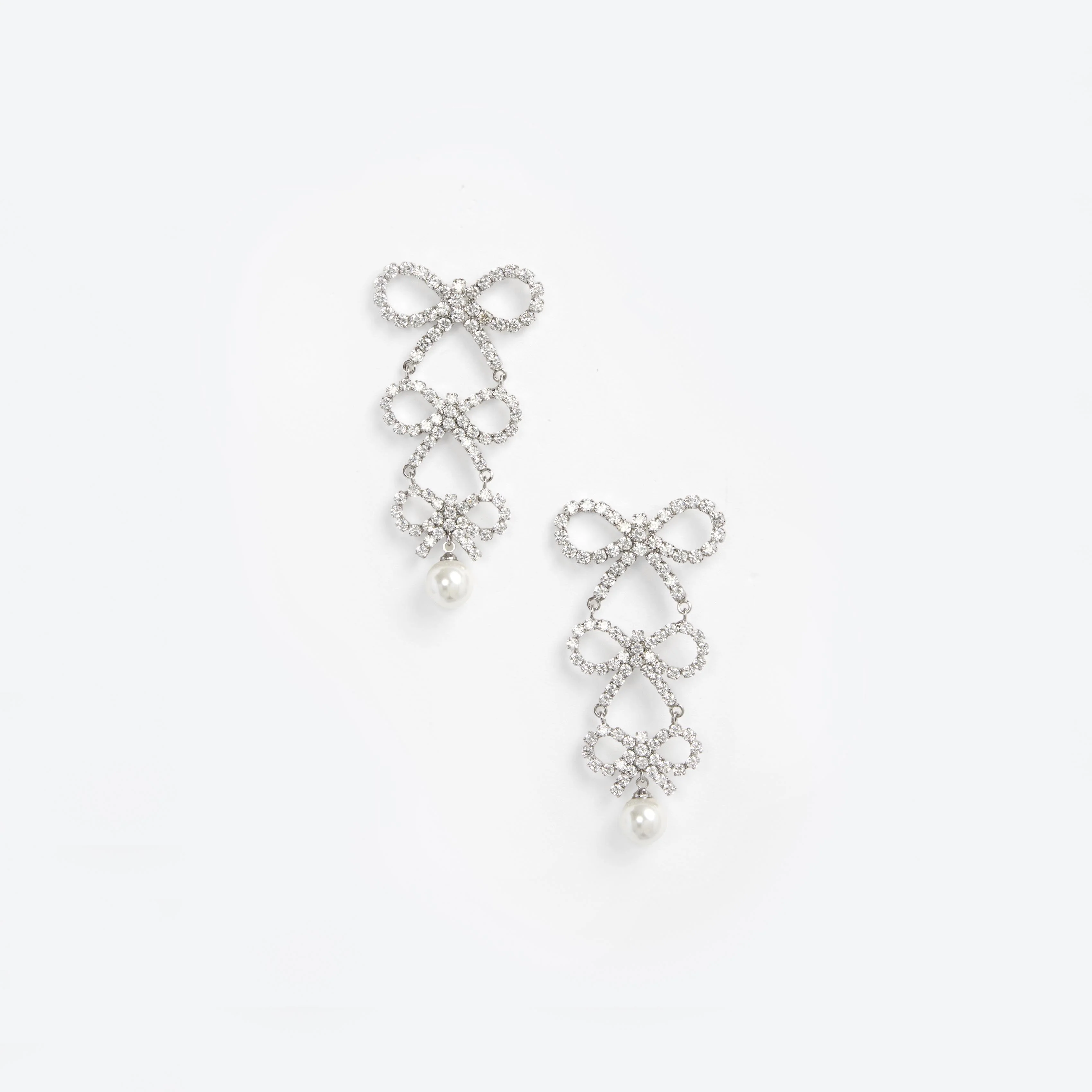 Tiered Crystal Bow Earrings
