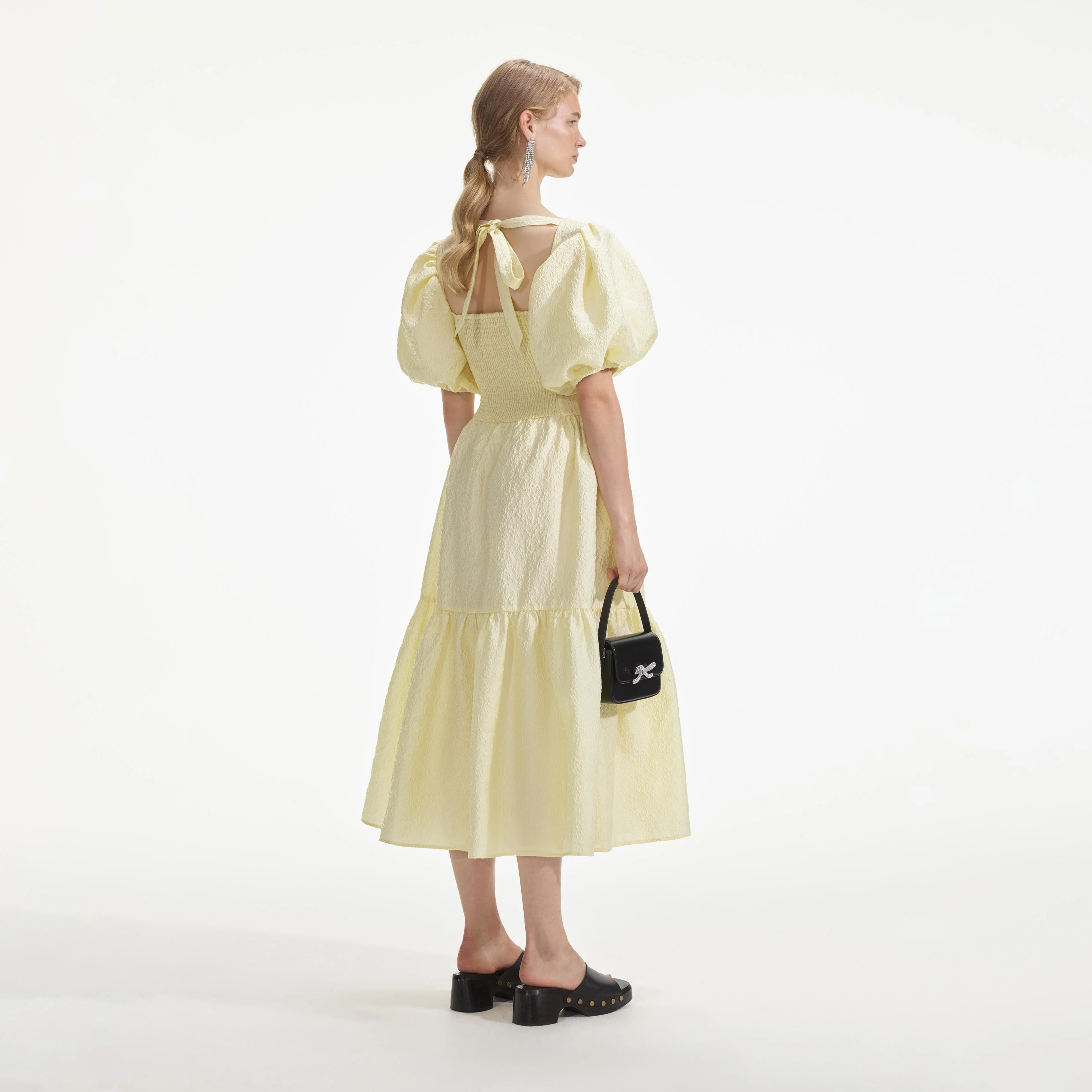 Yellow Jacquard Midi Dress