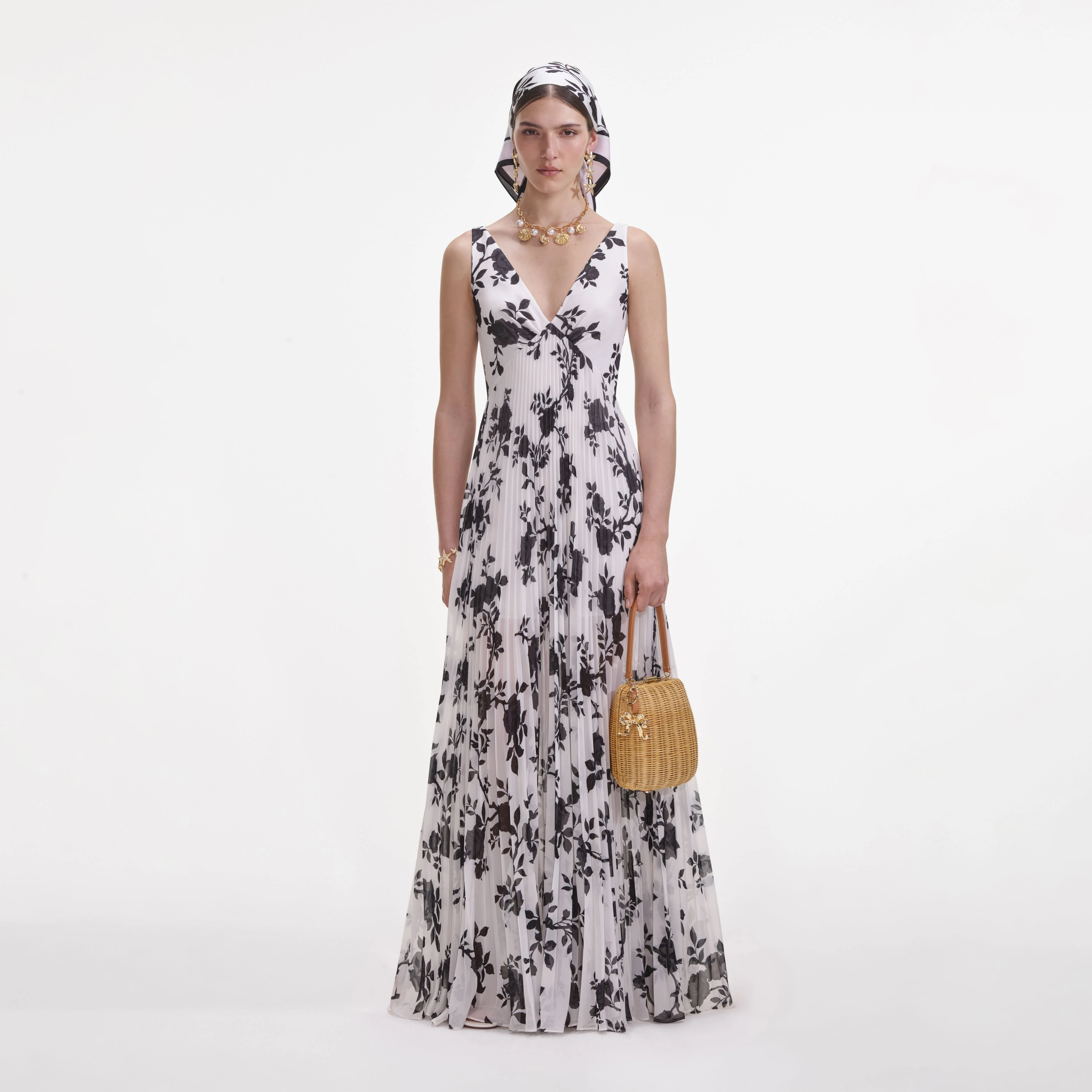 Floral Print Chiffon Maxi Dress