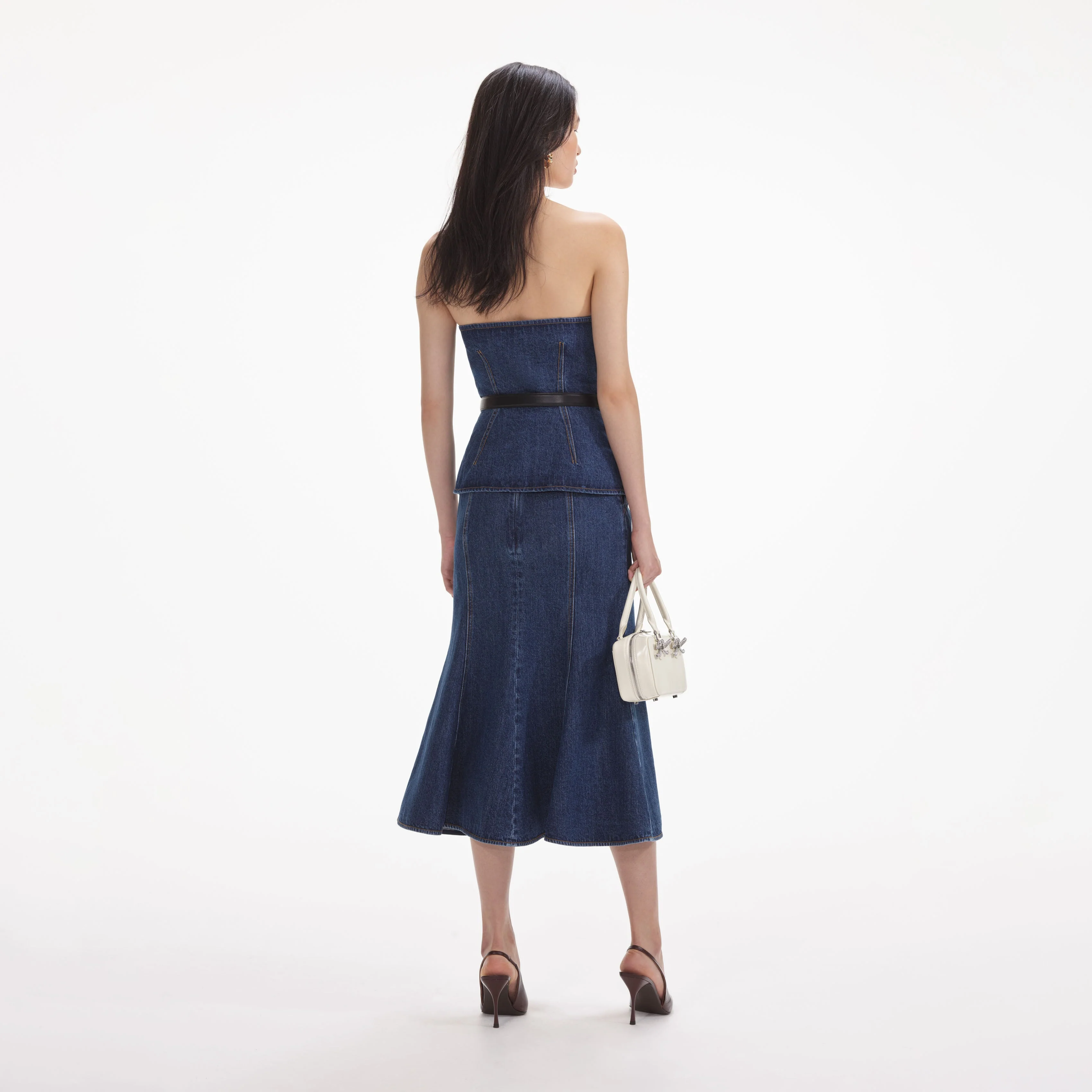Denim Bandeau Midi Dress