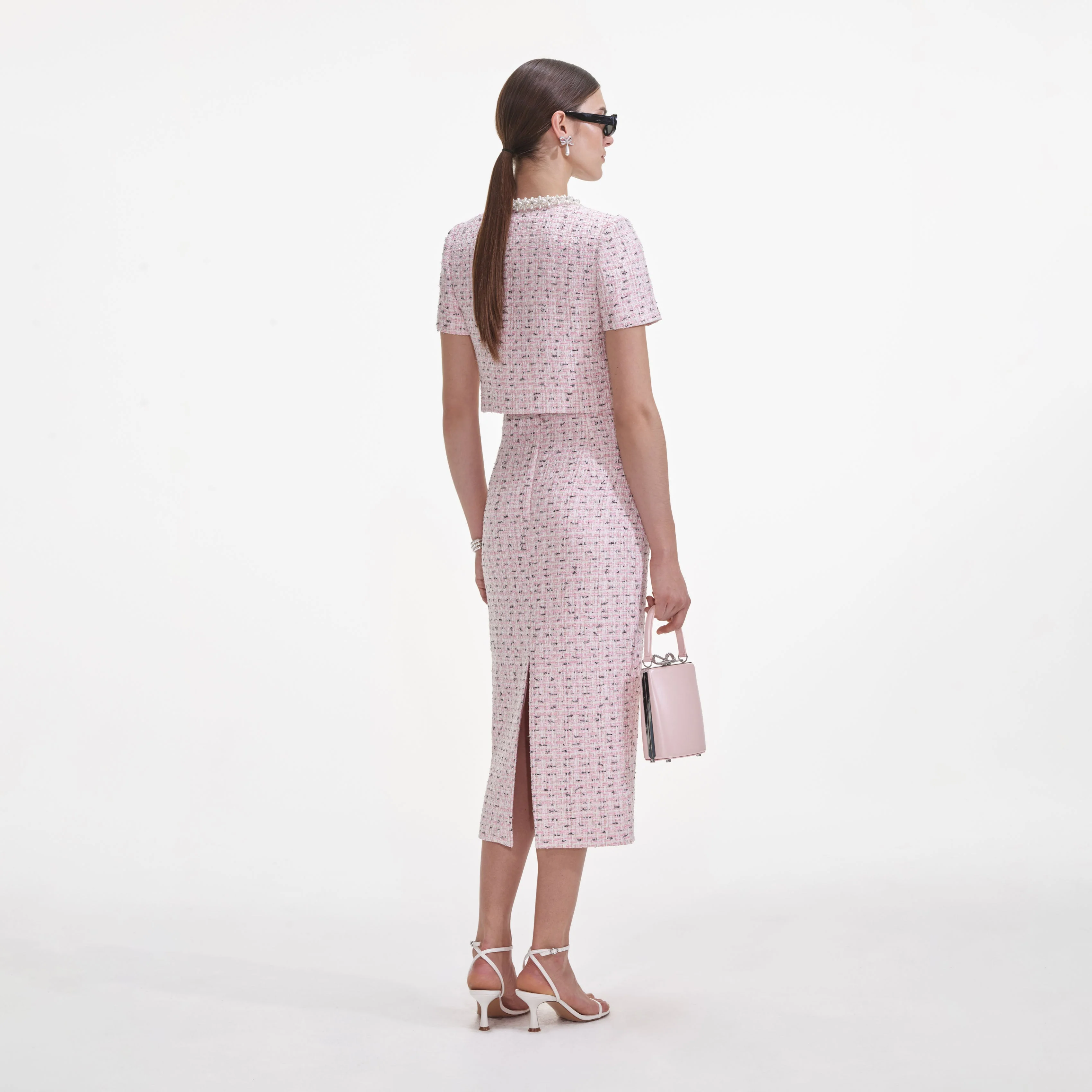 Pink Boucle Pearl Top