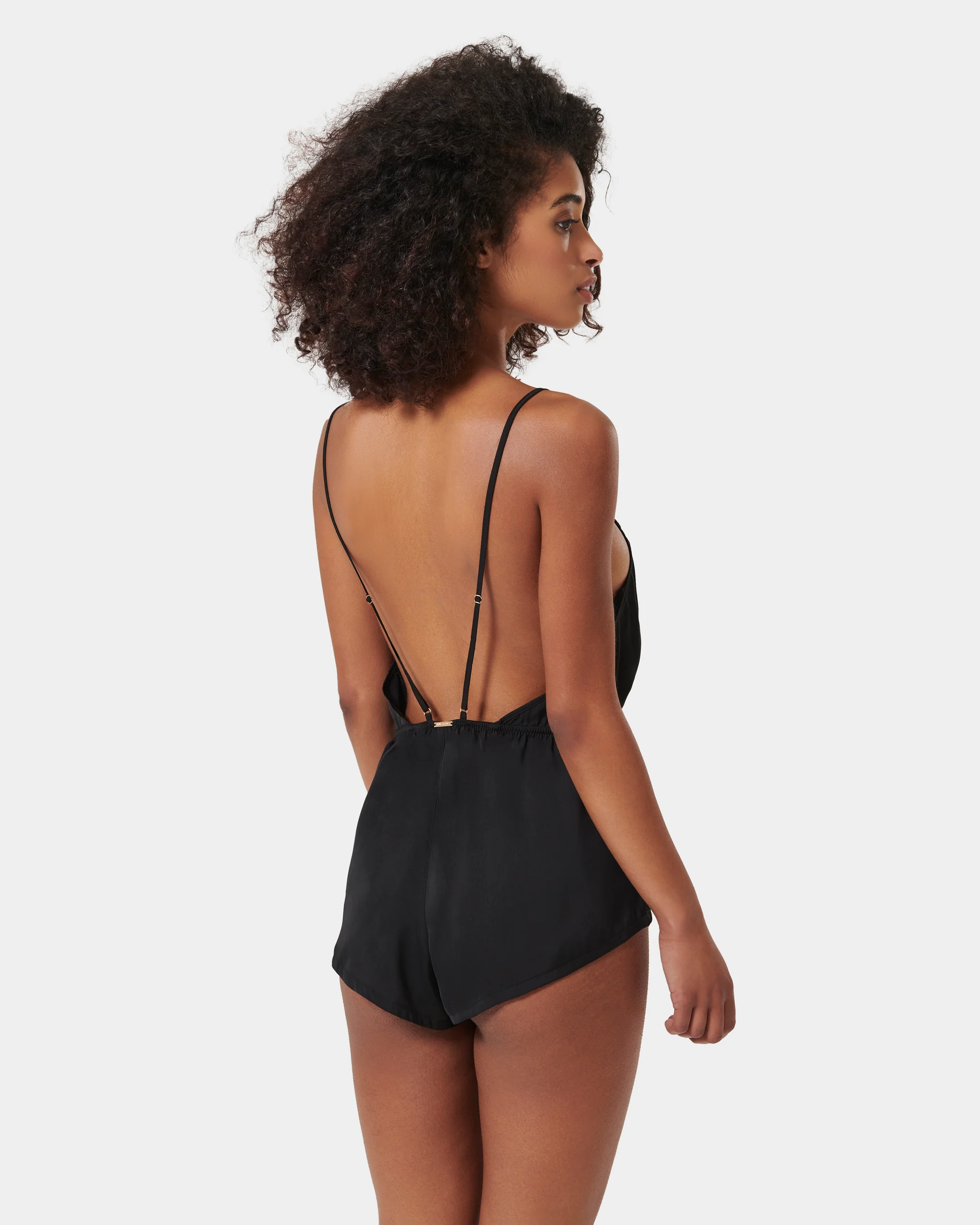 Genevieve Luxury Satin Teddy Black/Sheer