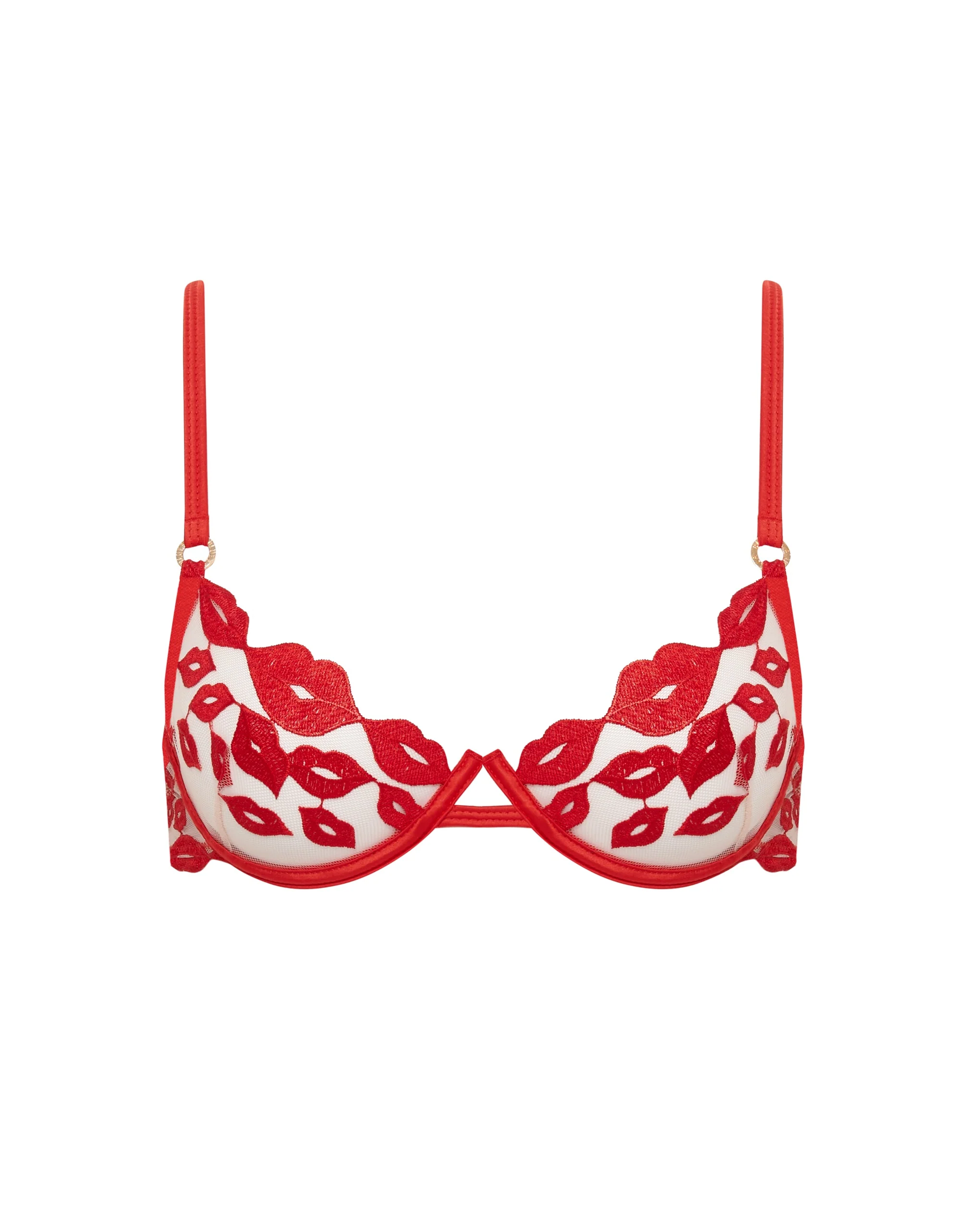 Marian Embroidered Balcony Bra Red