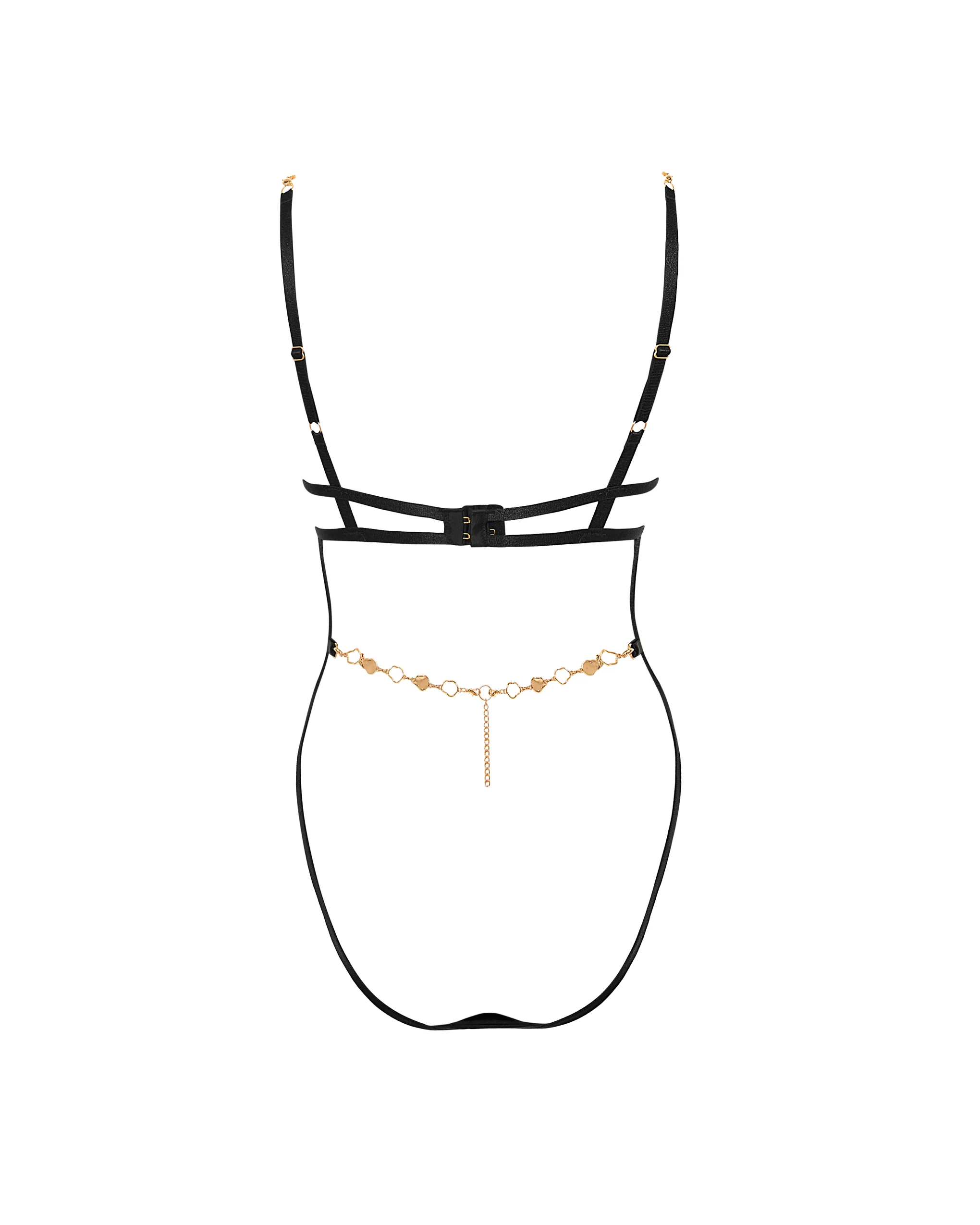 Azalea Open Bodysuit Black