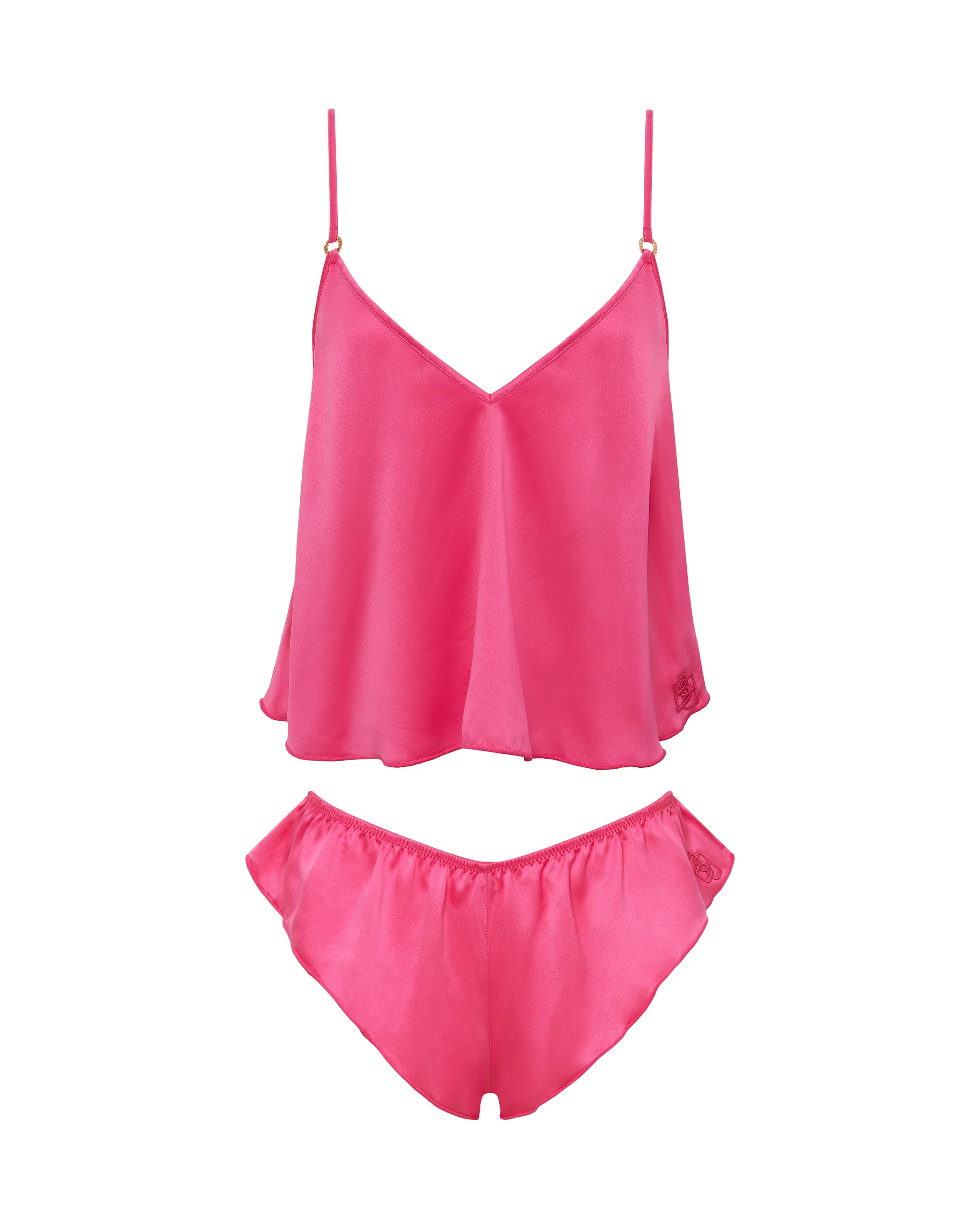 Faye Luxury Satin Cami and Short Set Fuchsia Pink