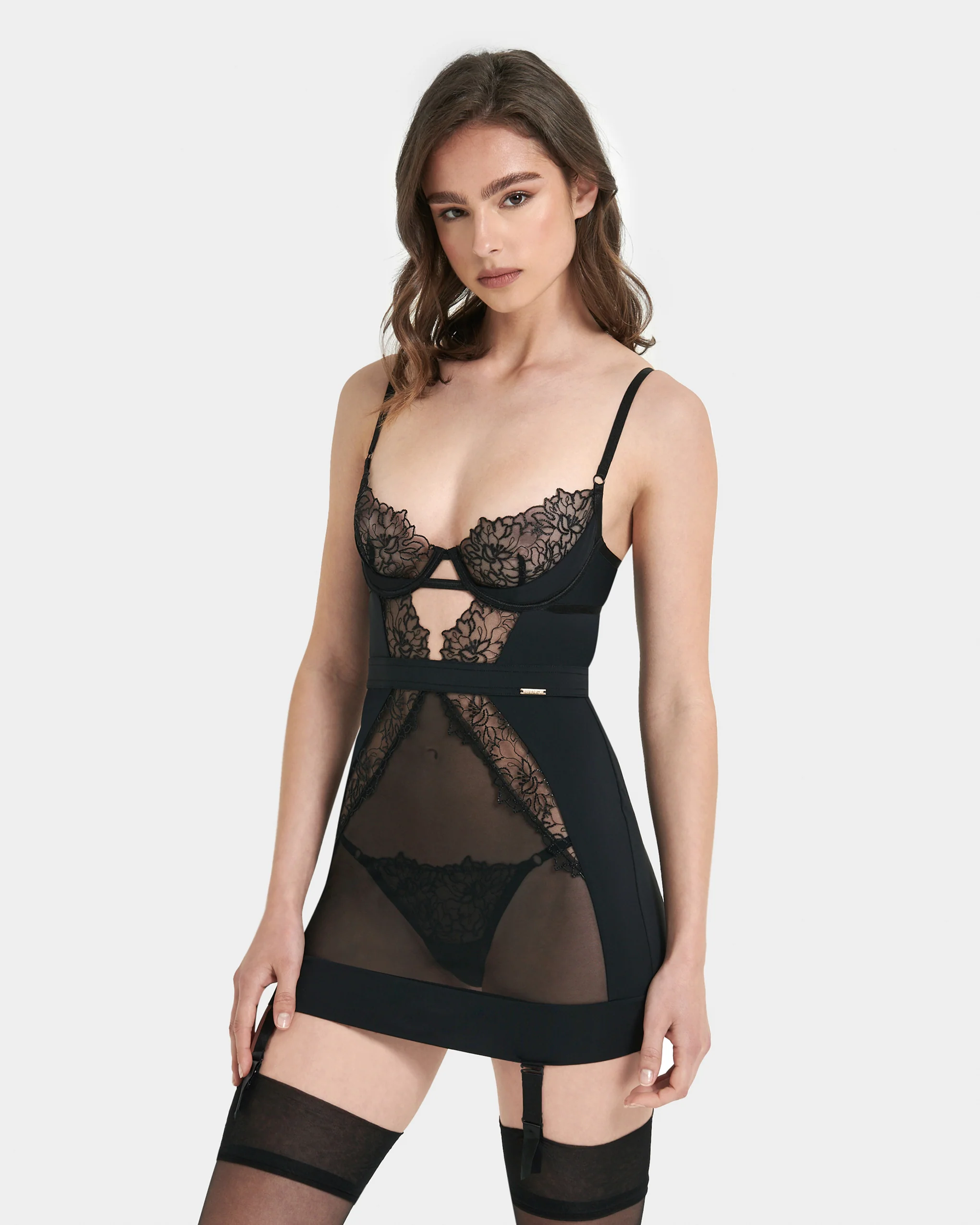 Alanna Wired Longline Basque Black