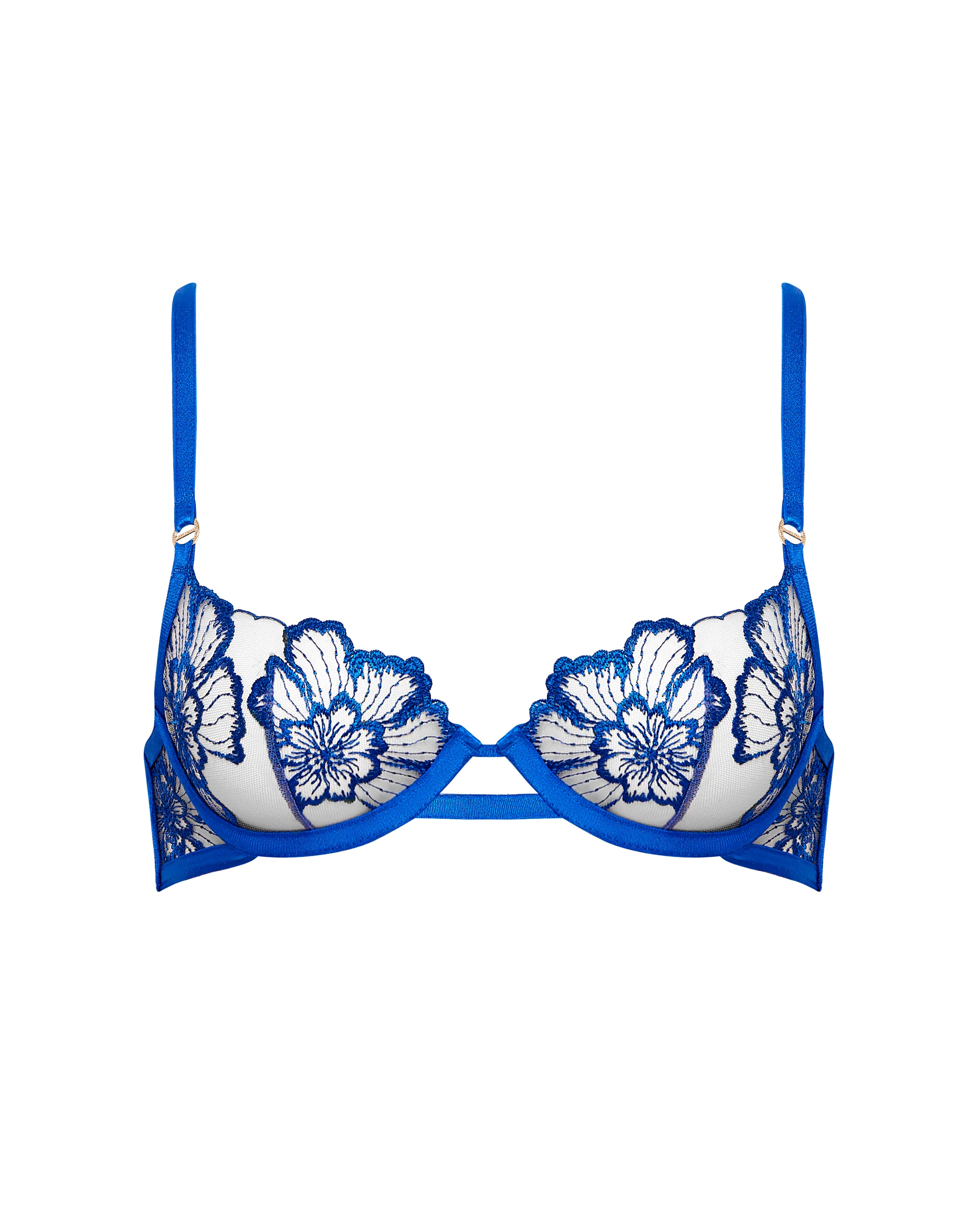 Catalina Embroidered Sheer Bra Blue