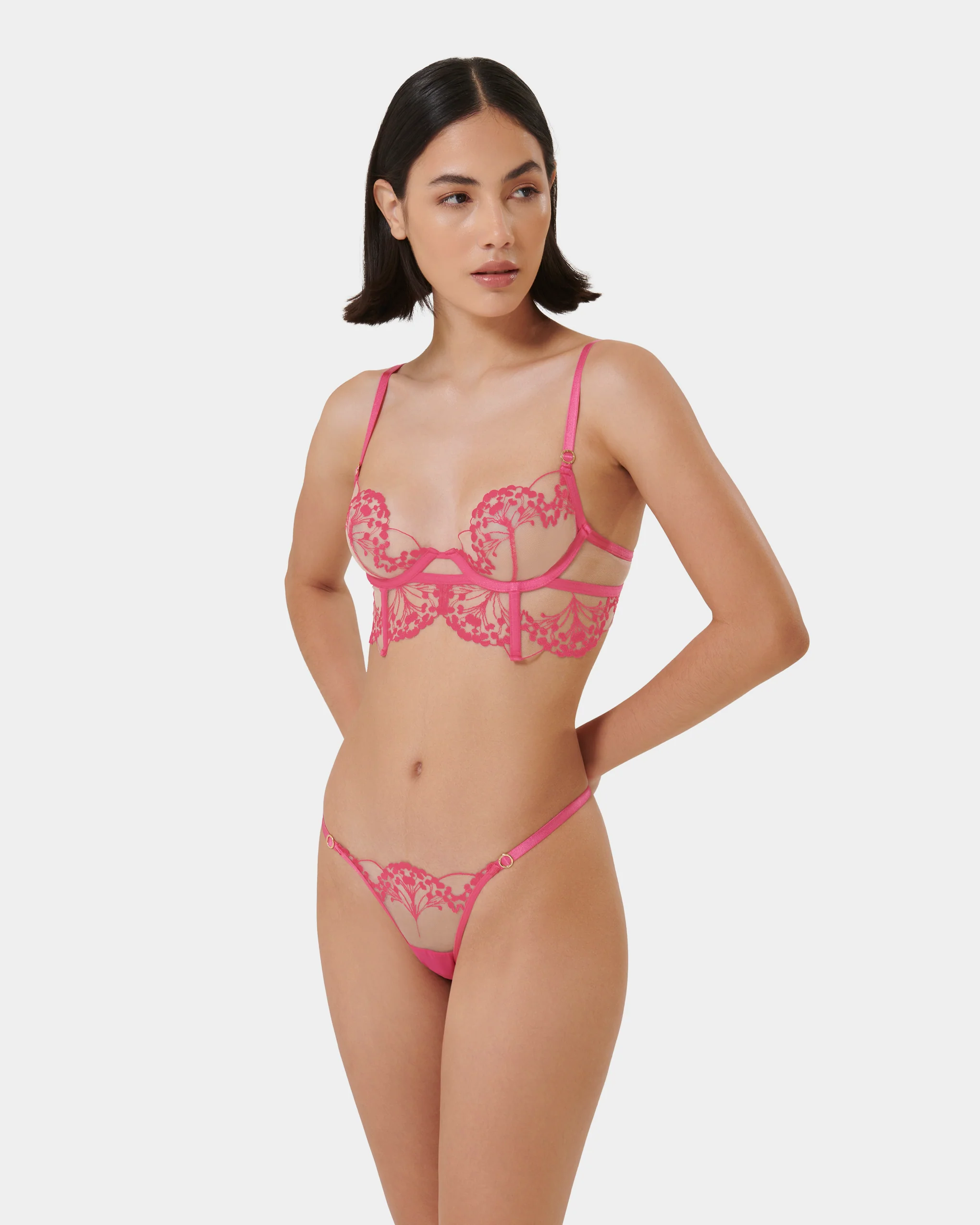 Set: Marisa Fuchsia Pink/Sheer