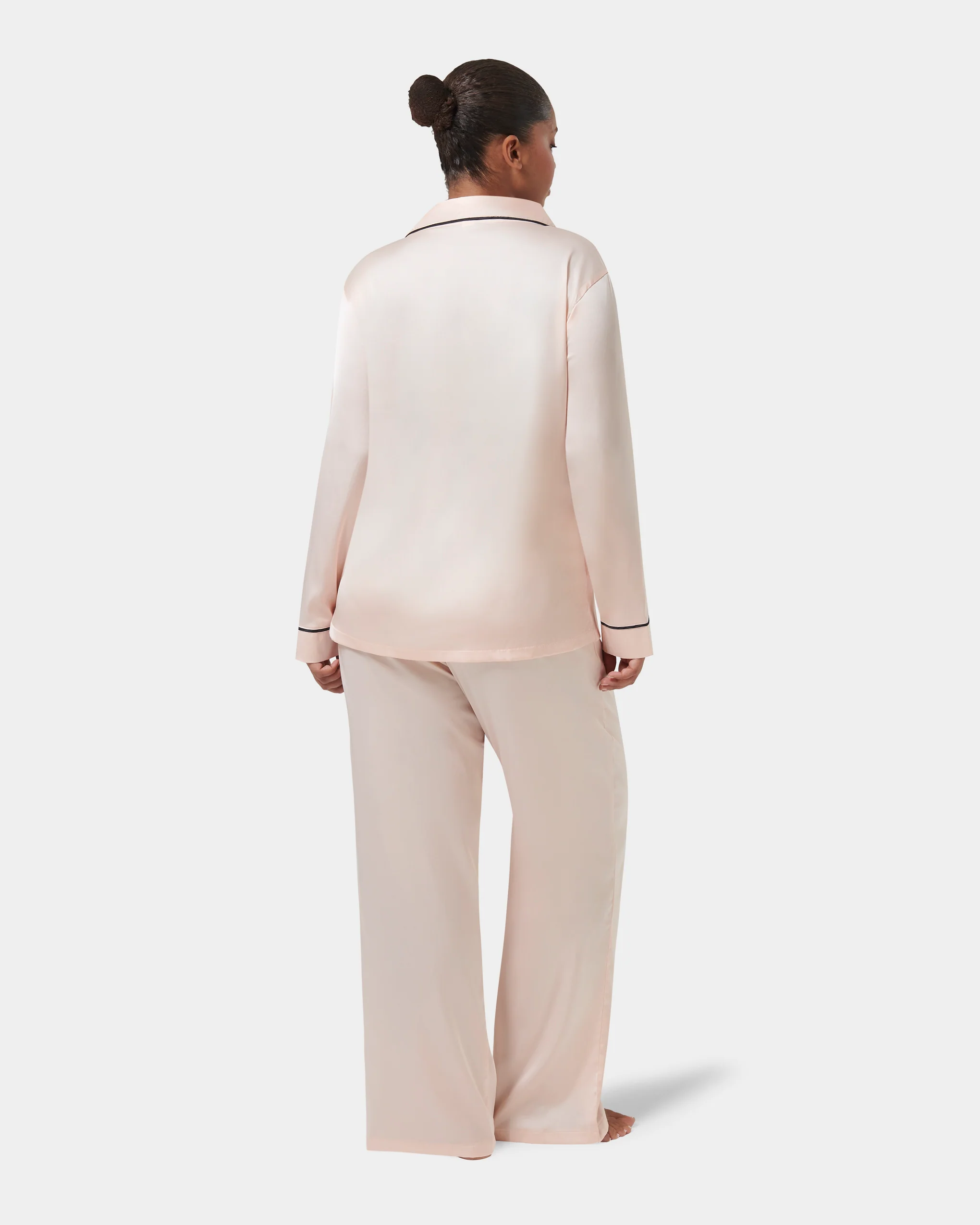 Claudia Shirt and Trouser Set Pale Pink/Black
