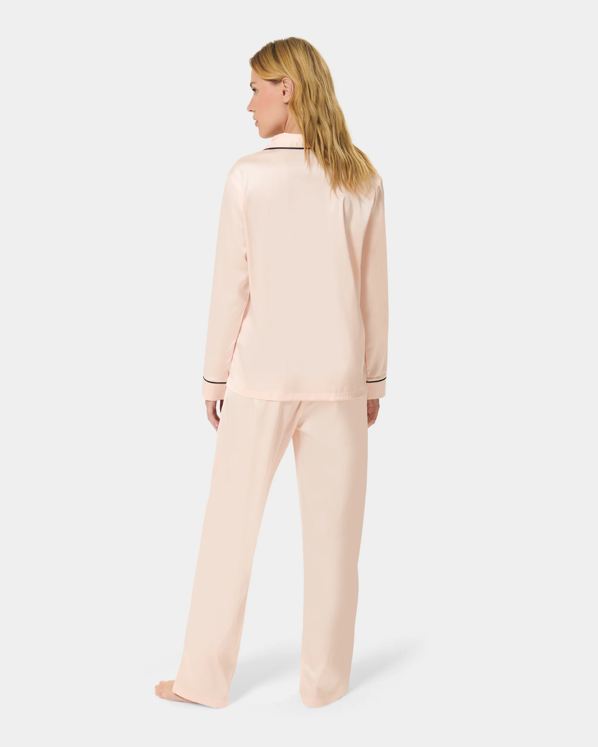Claudia Shirt and Trouser Set Pale Pink/Black