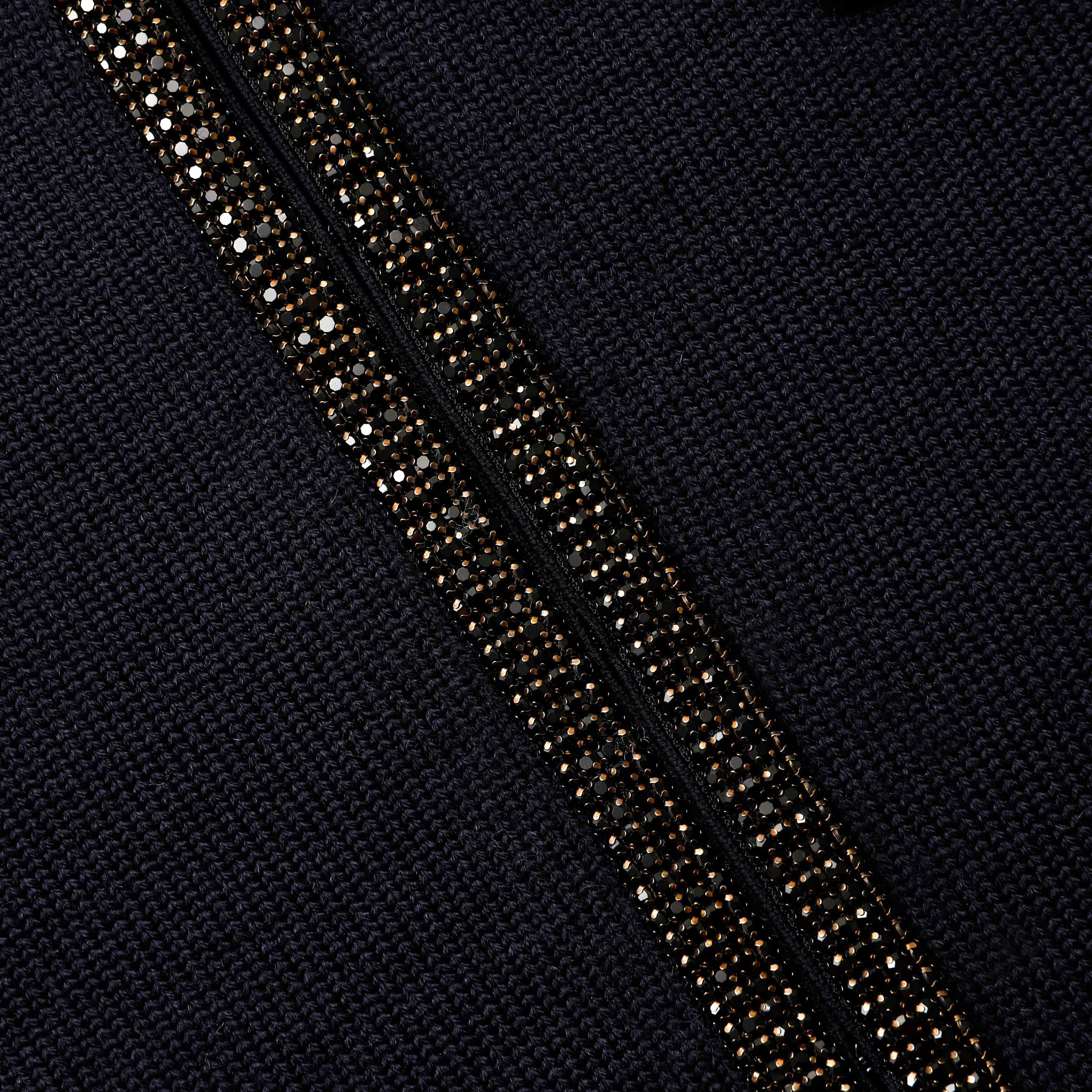 Navy Embellished Knit Top