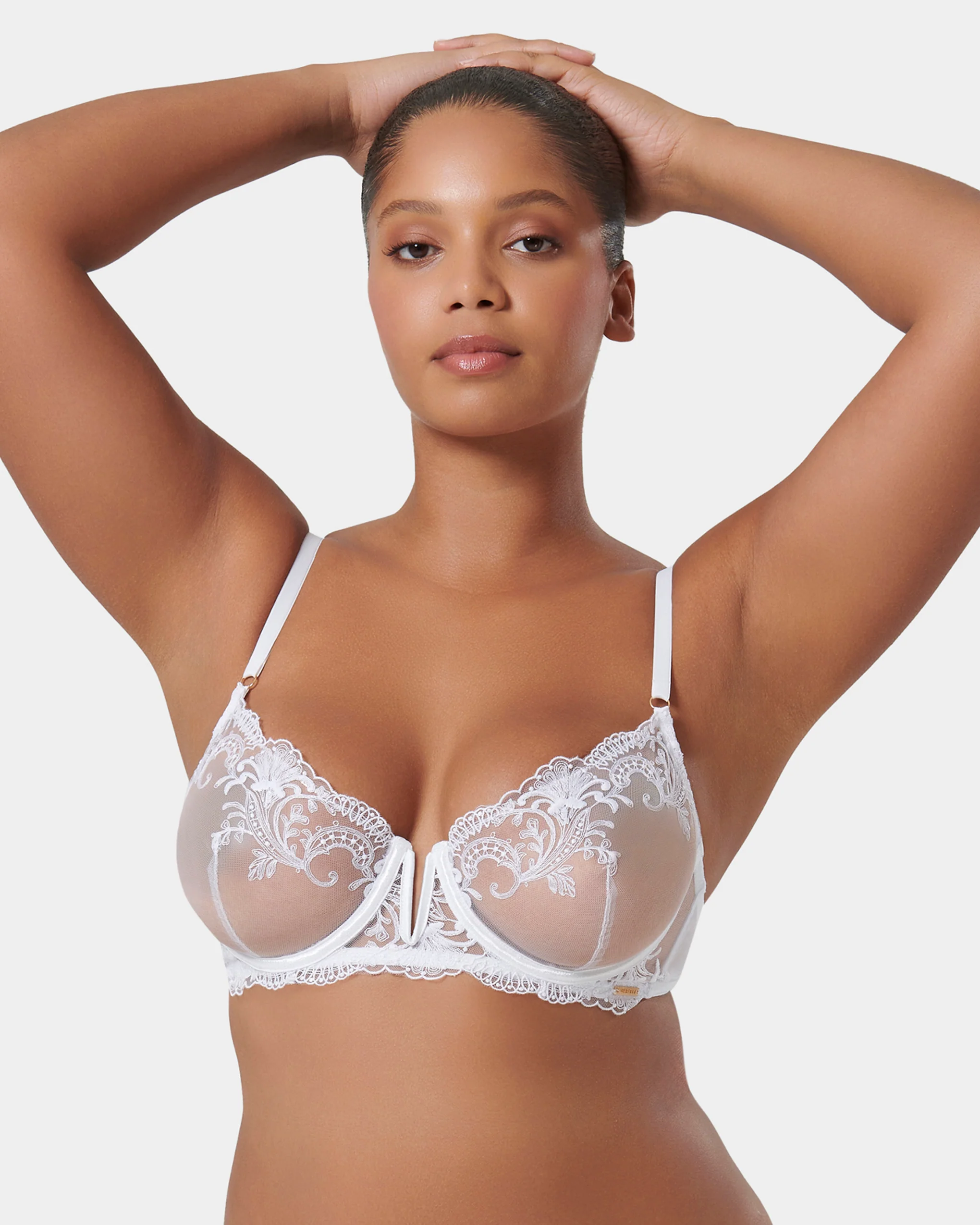 Marseille Embroidered Sheer Bra White