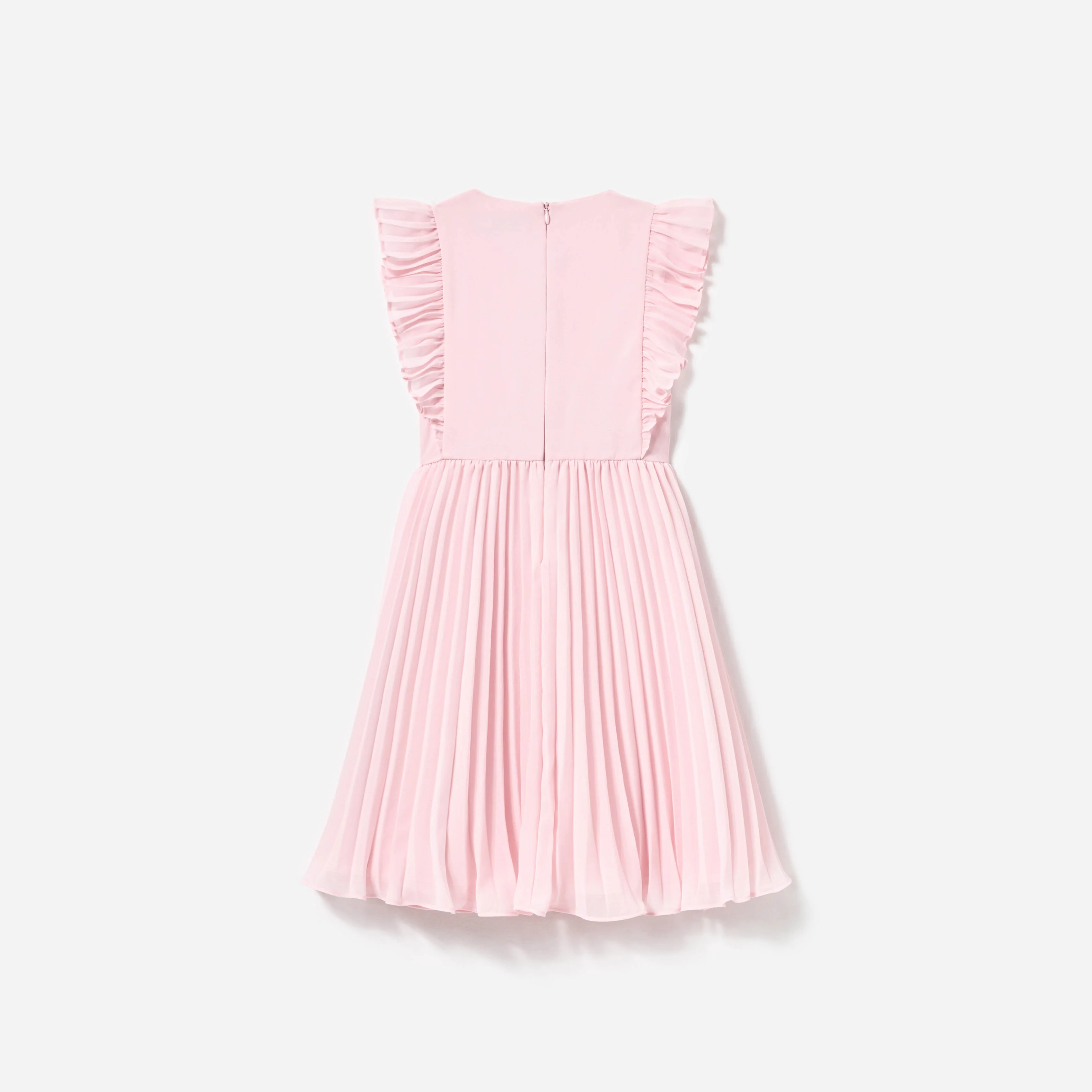 Pink Chiffon Pleated Bow Dress