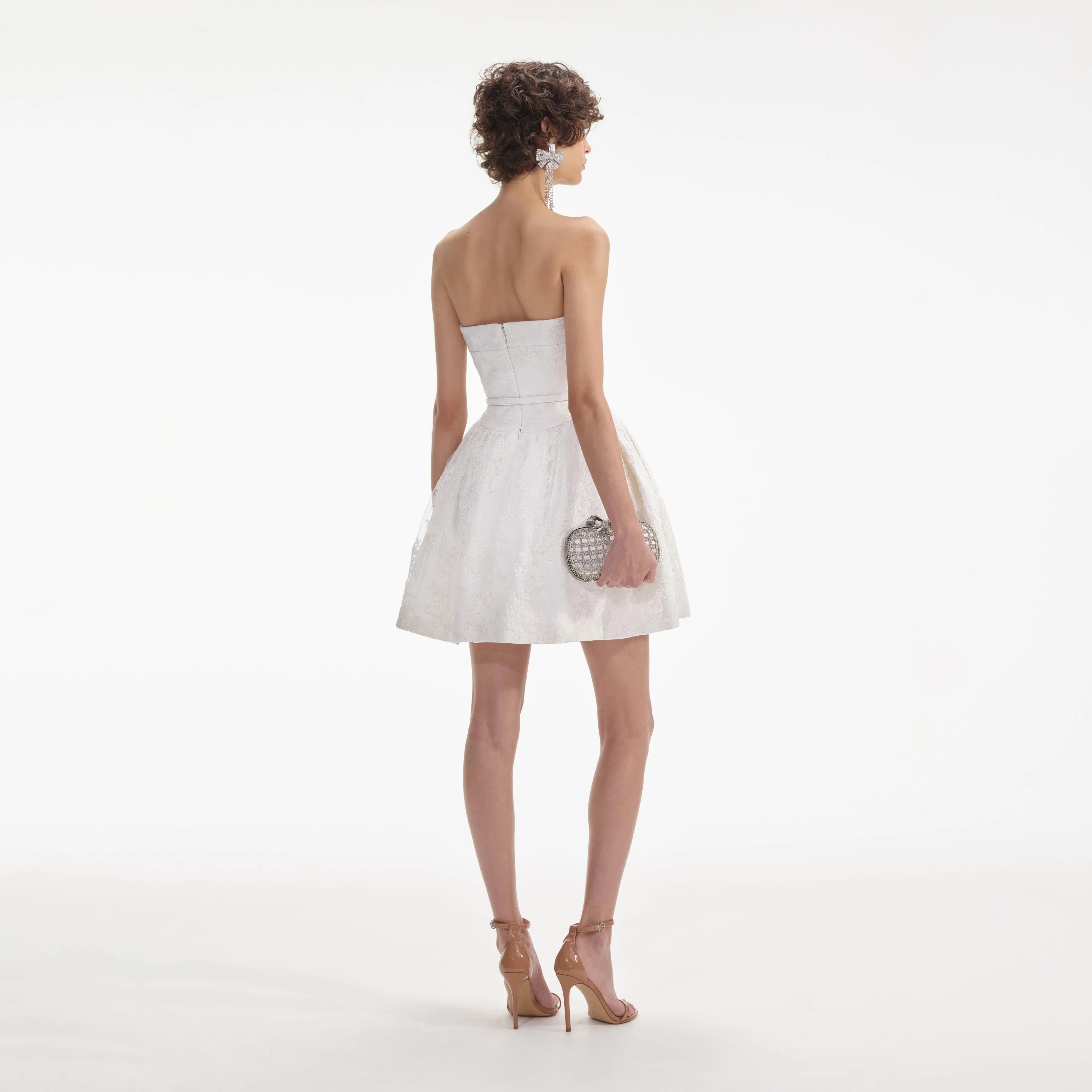 Cream Lace Bandeau Mini Dress