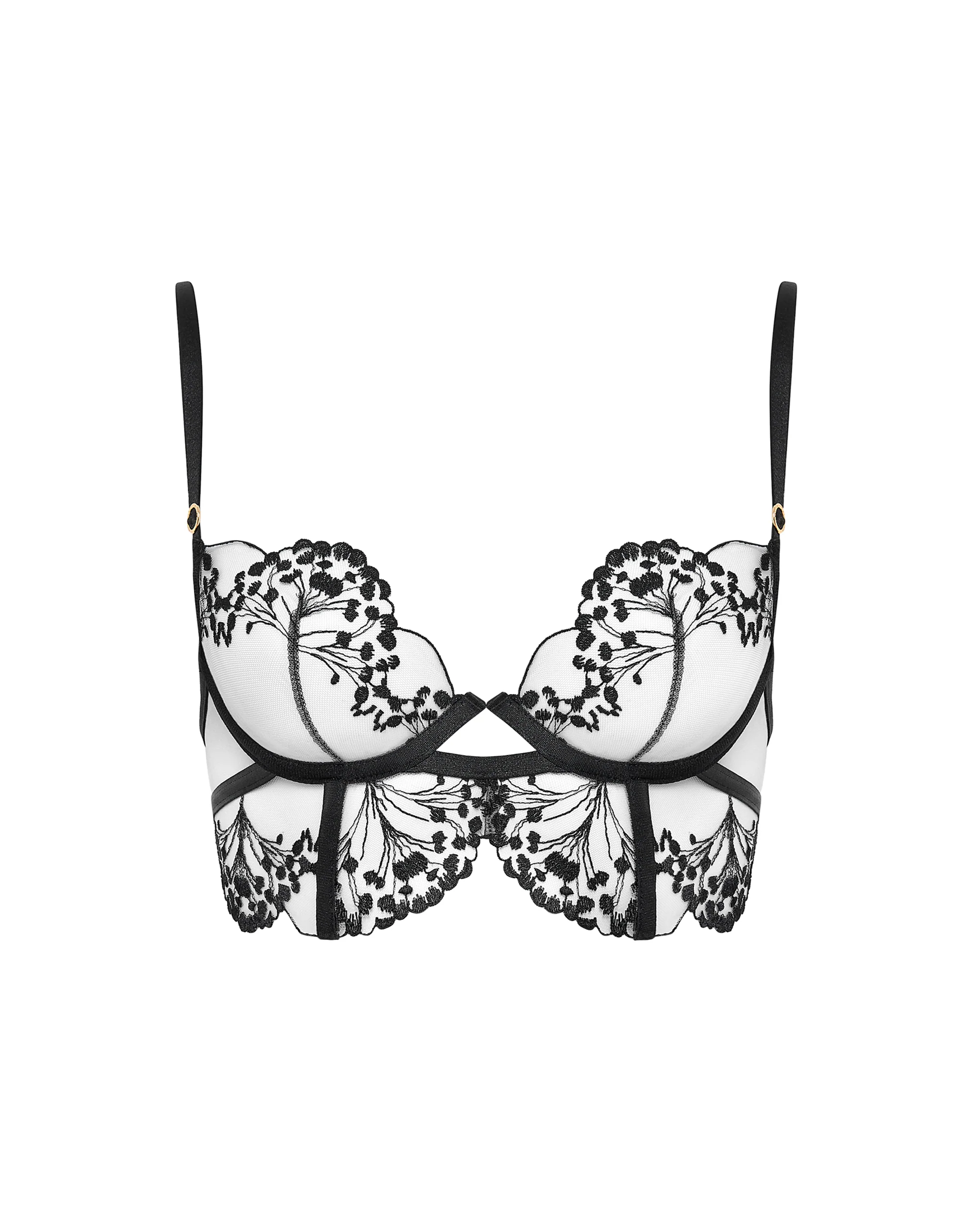 Marisa Embroidered Sheer Bra Black