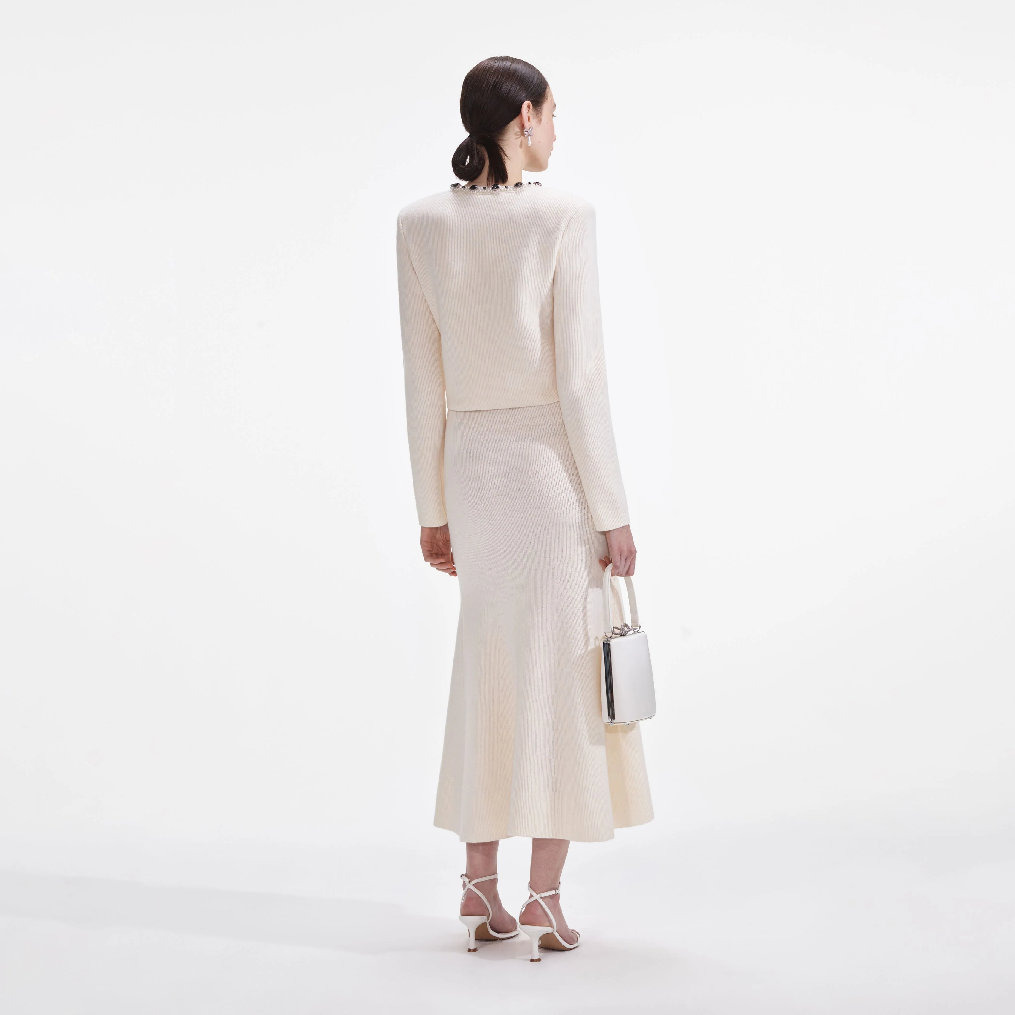 Cream Embellished Cardigan