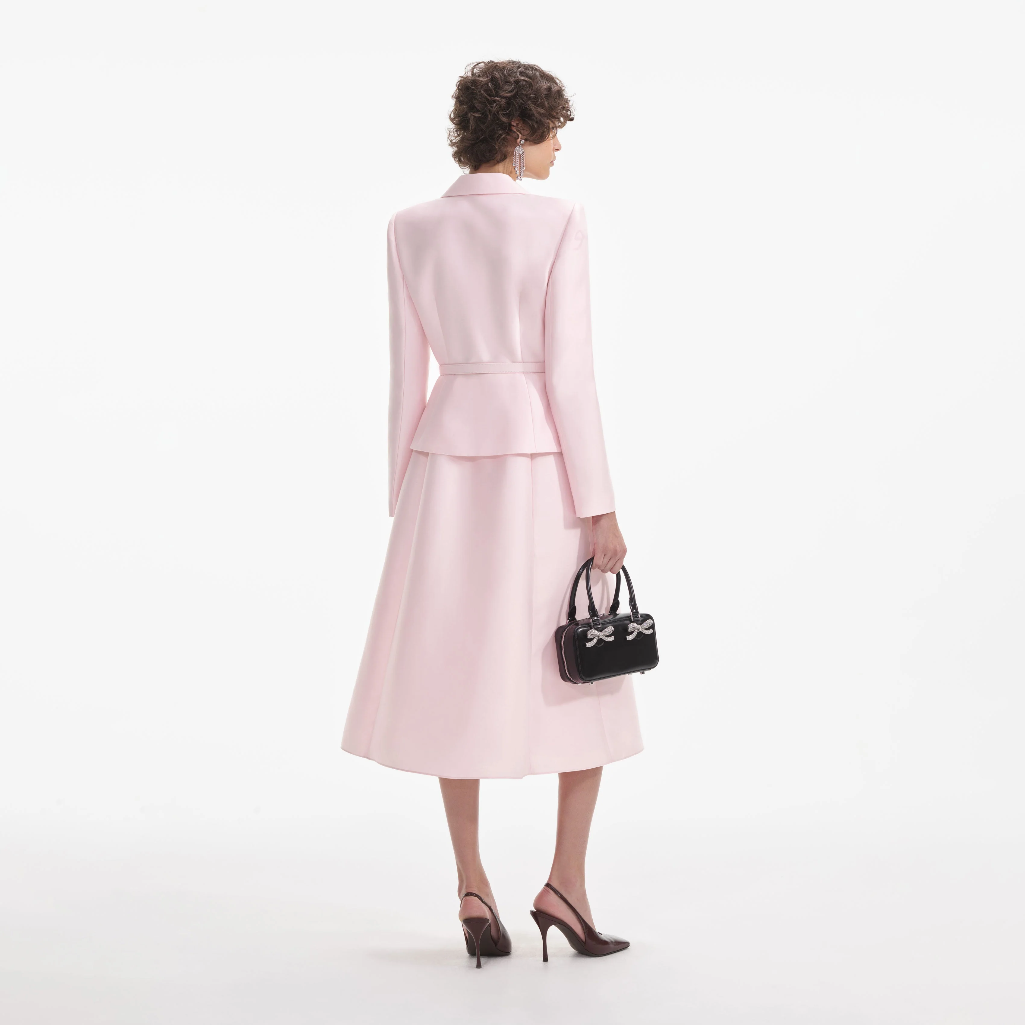 Pink Tailored Taffeta Midi Dress