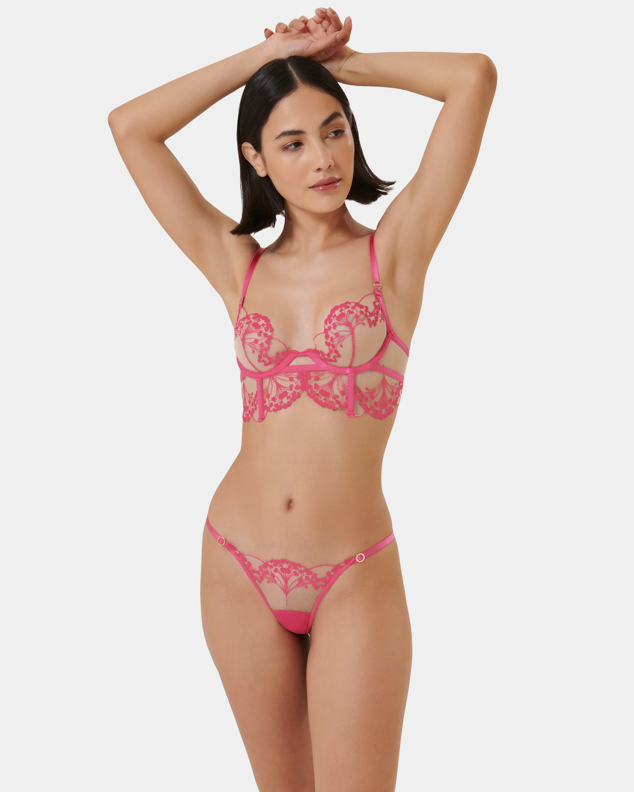 Set: Marisa Fuchsia Pink/Sheer