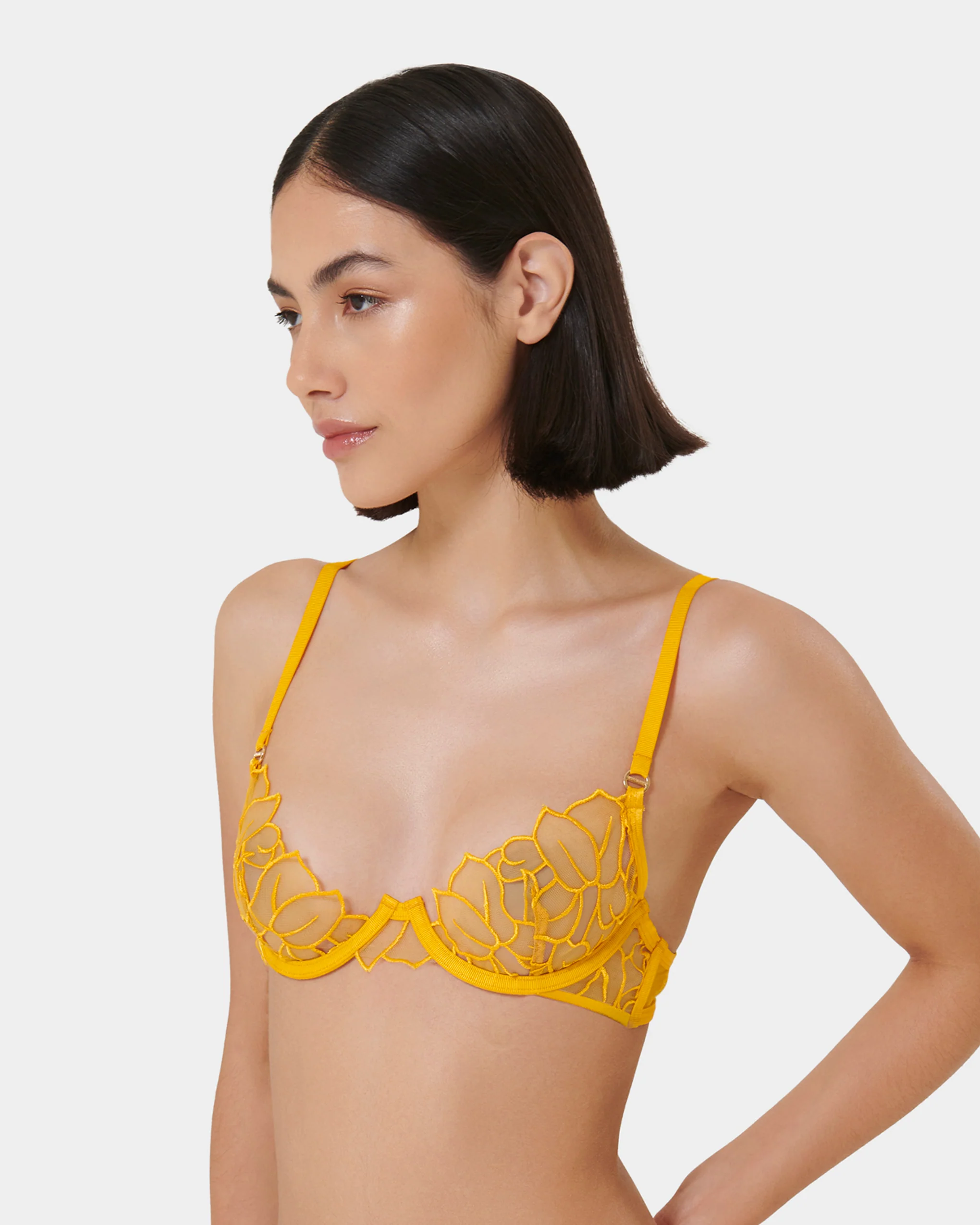 Laurel Leaf Embroidered Bra Gold