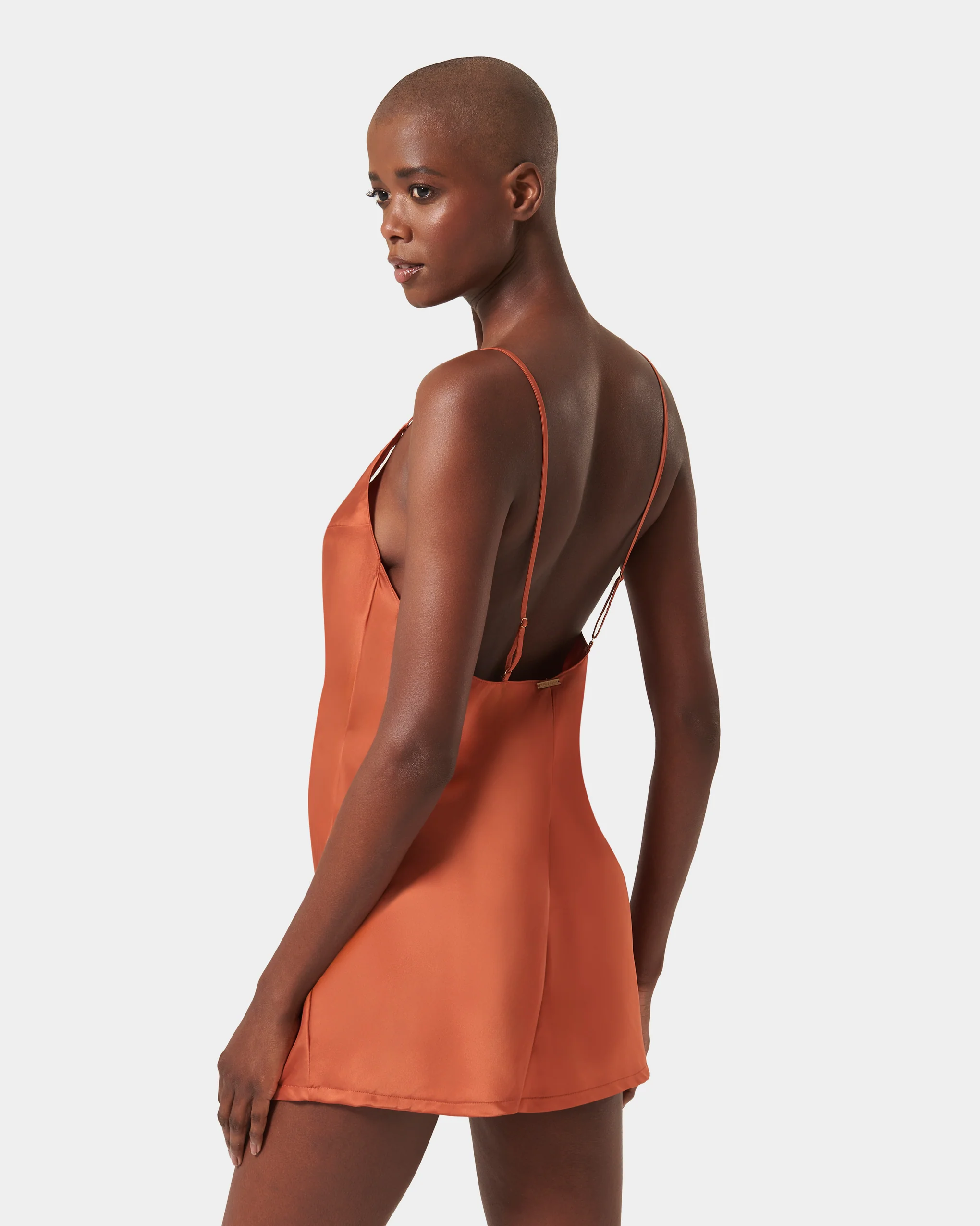 Clea Satin Chemise Baked Clay