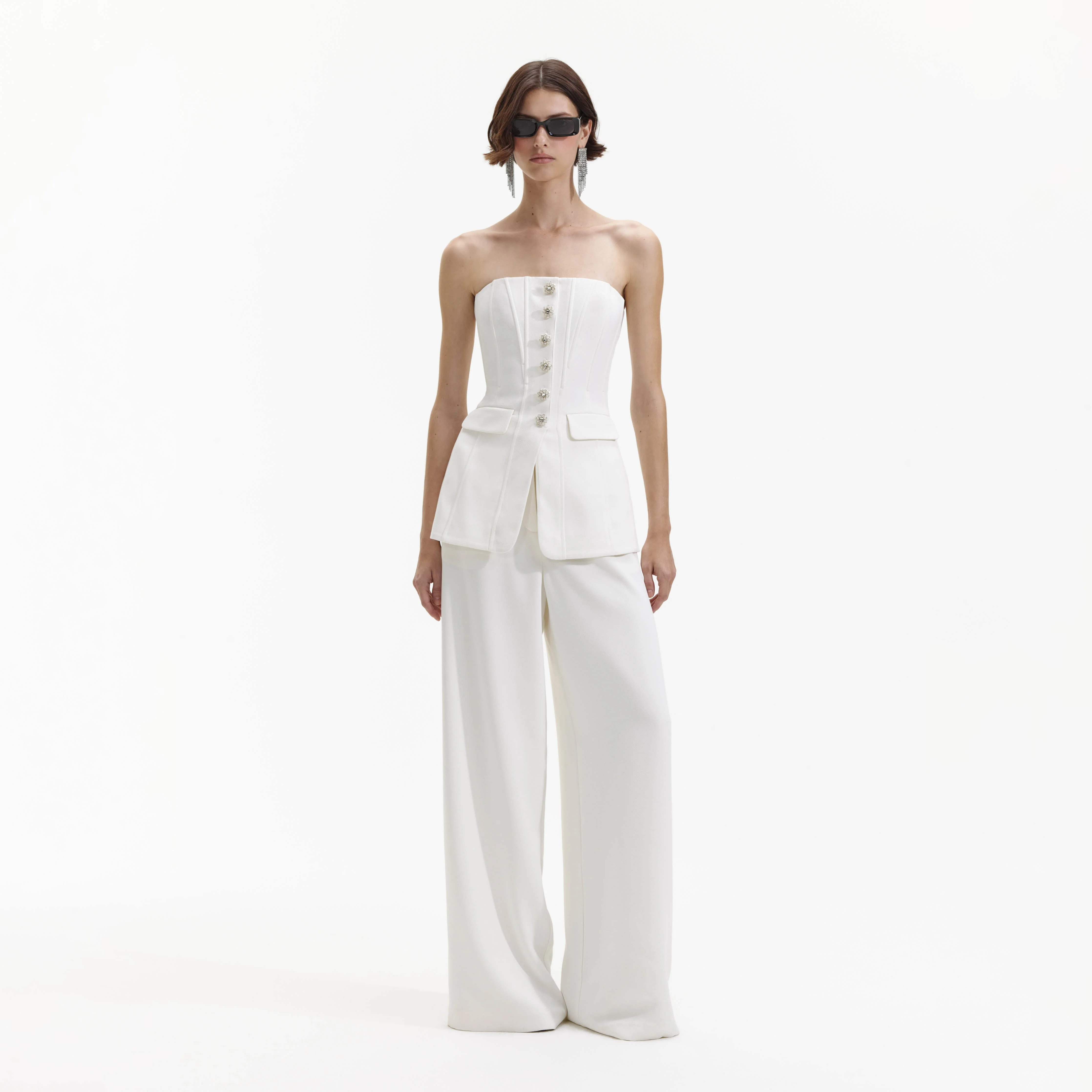 White Bandeau Crepe Jumpsuit