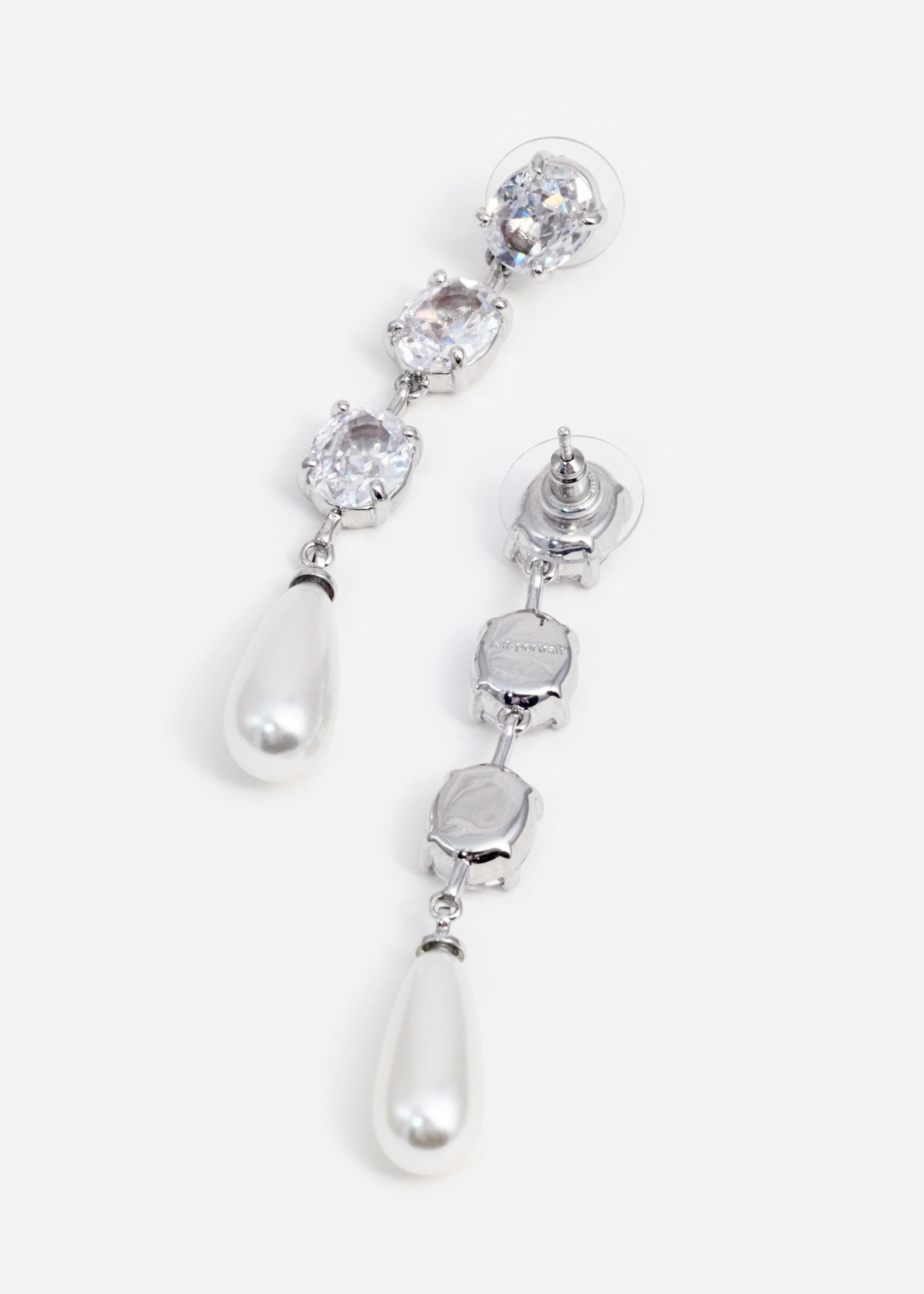 Tiered Crystal Pearl Droplet Earrings